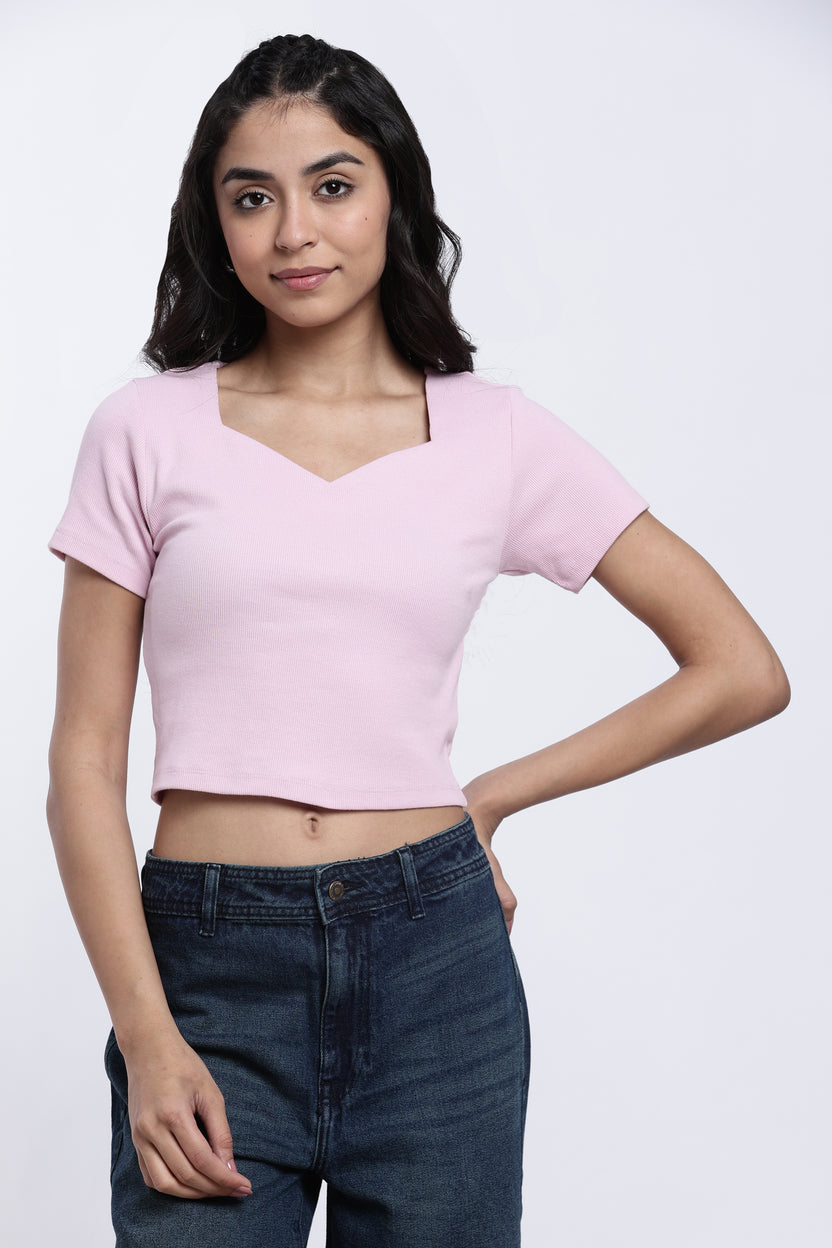 Pink Regular Fit Crop Top for Women - Image 2