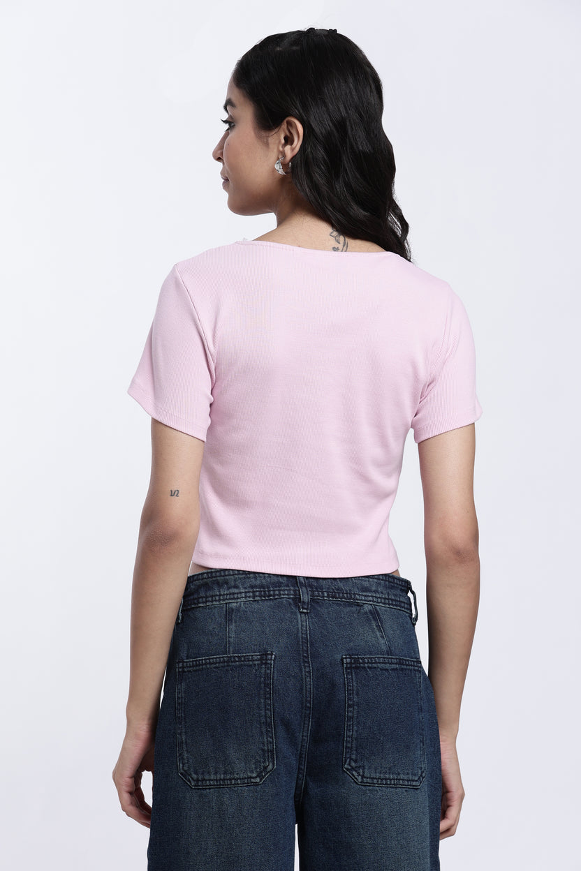 Pink Regular Fit Crop Top for Women - Image 5