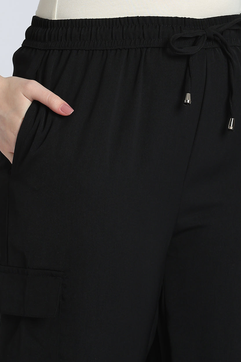 Black Jogger Fit Cargo Trouser With 4 Pocket for Women - Image 7