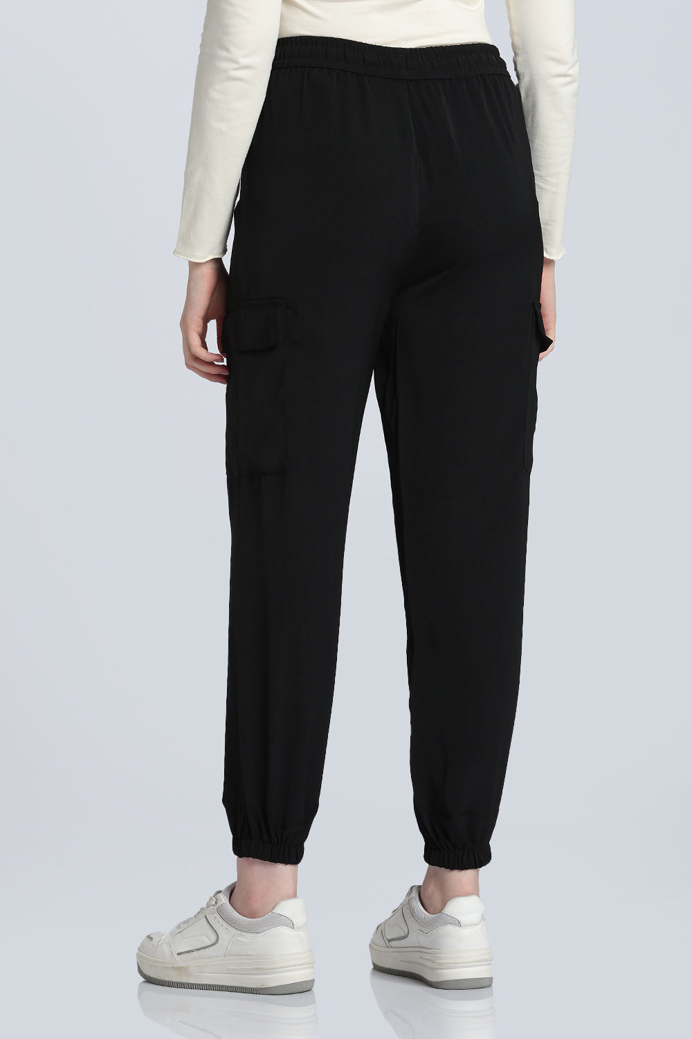 Black Jogger Fit Cargo Trouser With 4 Pocket for Women - Image 5