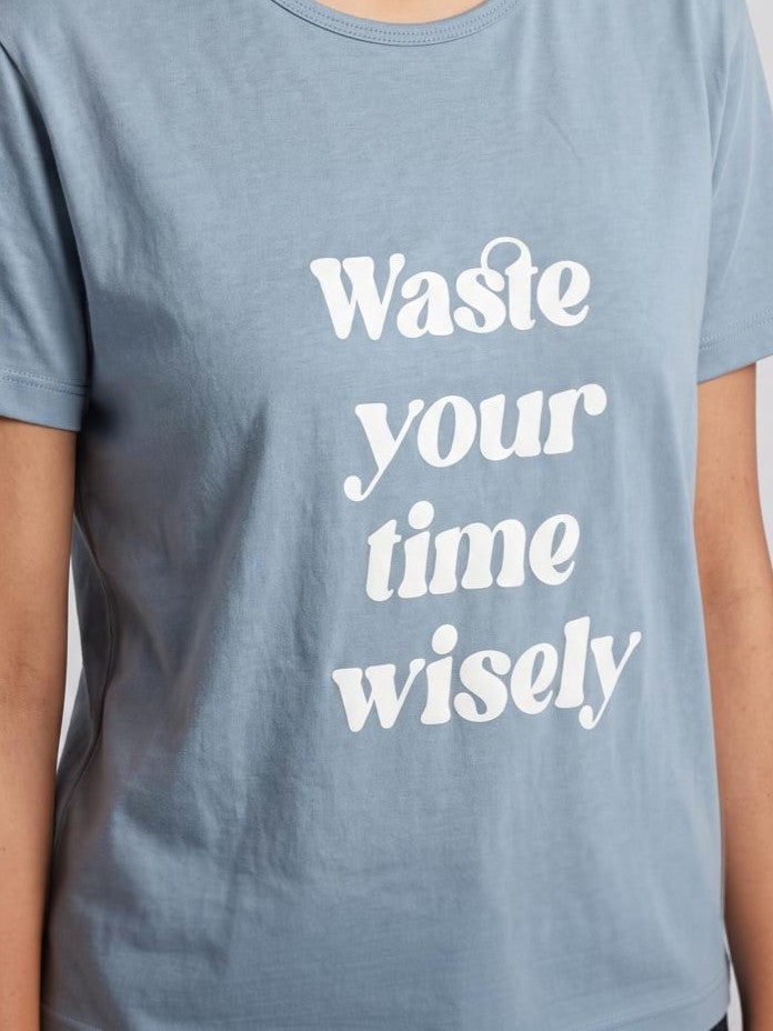 Blue Typographic Regular Fit T-Shirt for Women - Image 7