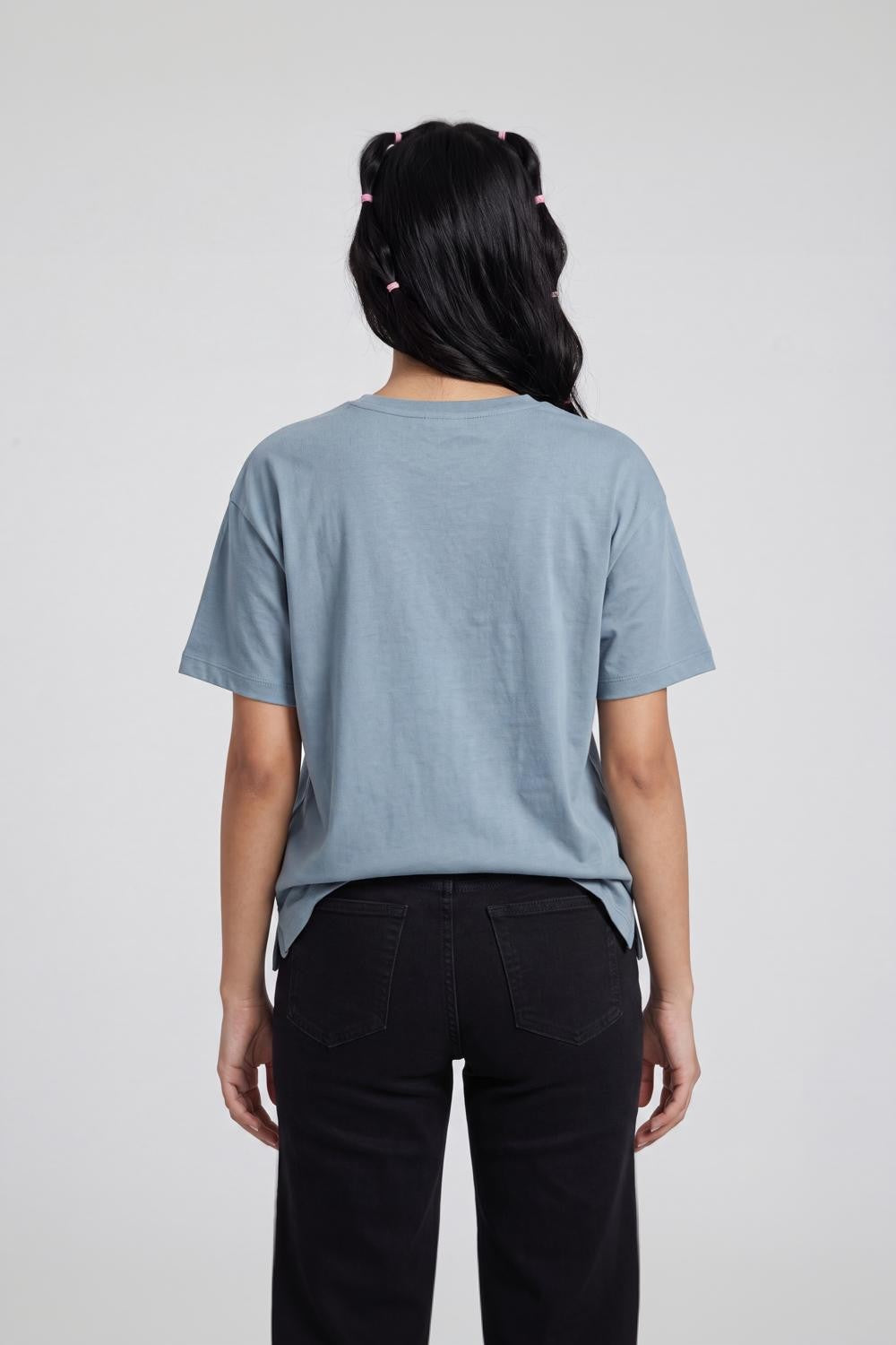 Blue Typographic Regular Fit T-Shirt for Women - Image 5