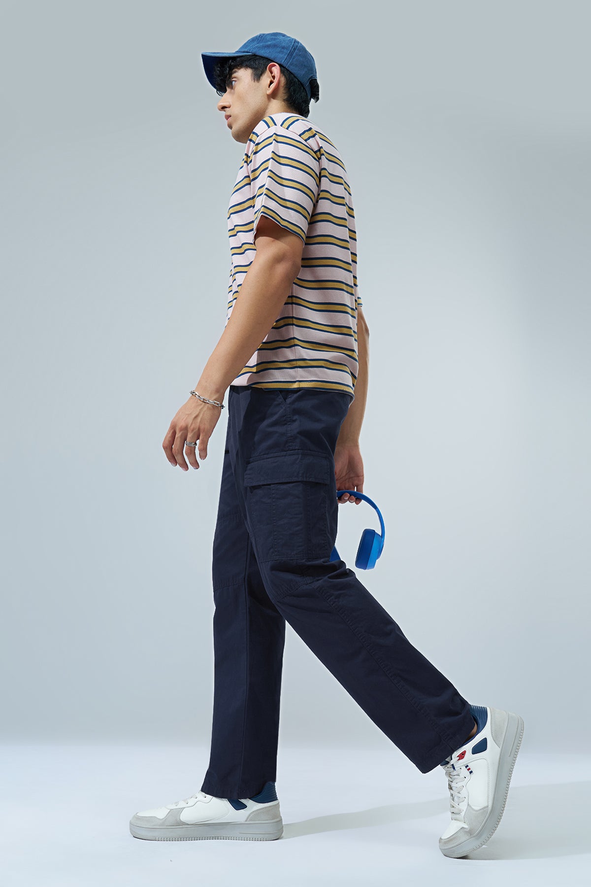 Navy Solid Regular Fit Trouser for Men - Image 6