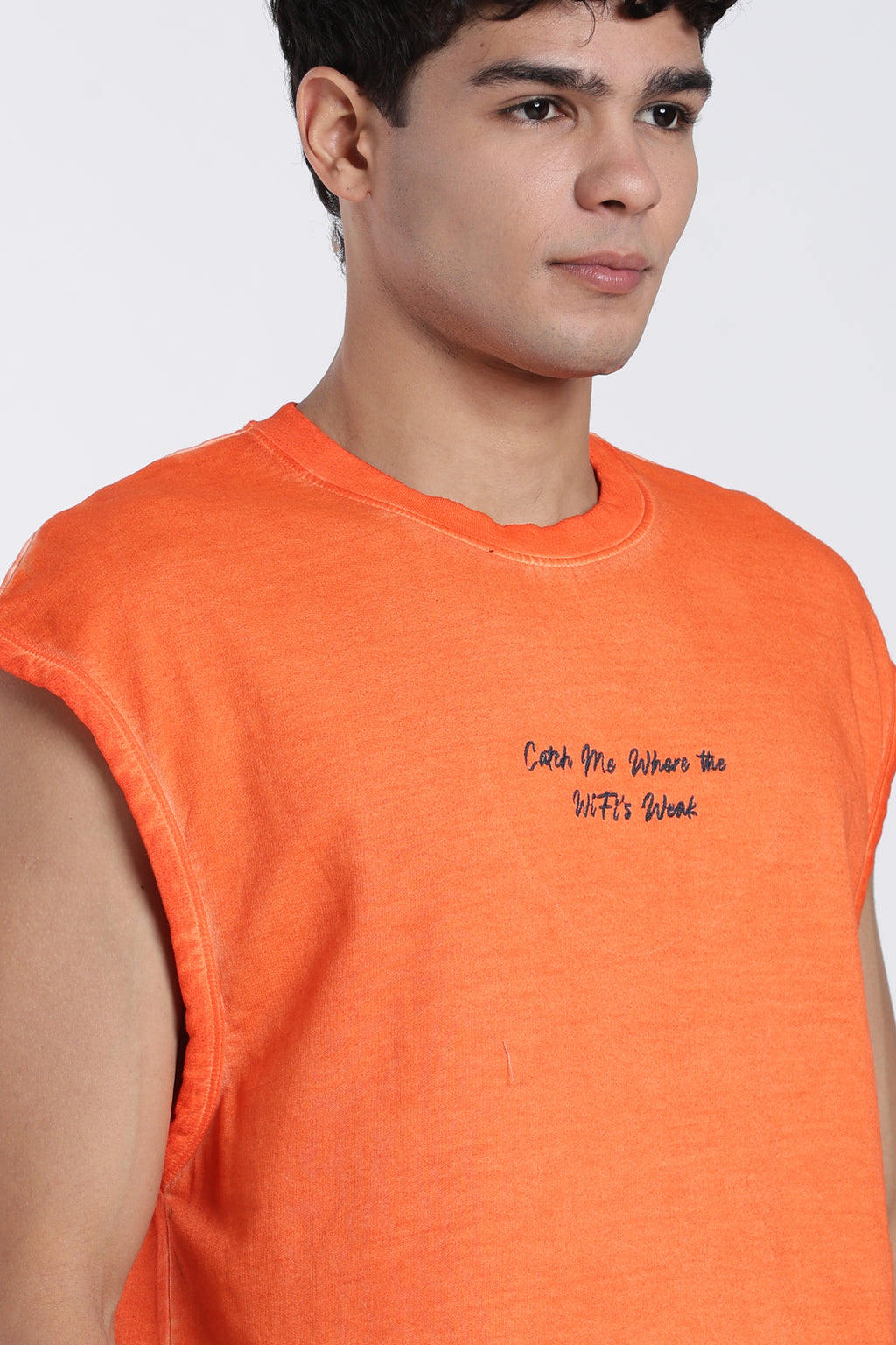 Orange Printed Oversized Fit T-Shirt for Men - Image 3