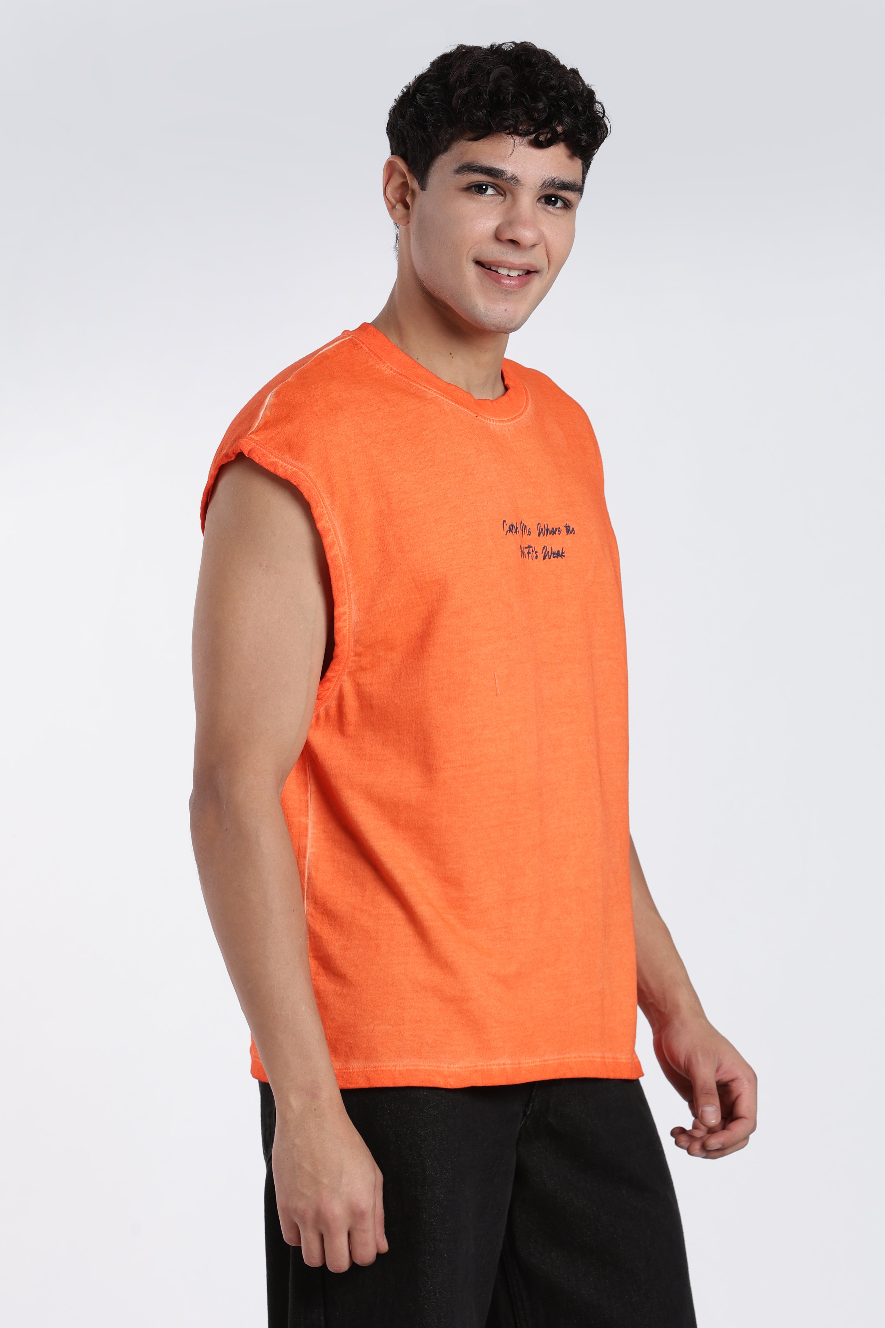 Orange Printed Oversized Fit T-Shirt for Men - Image 4