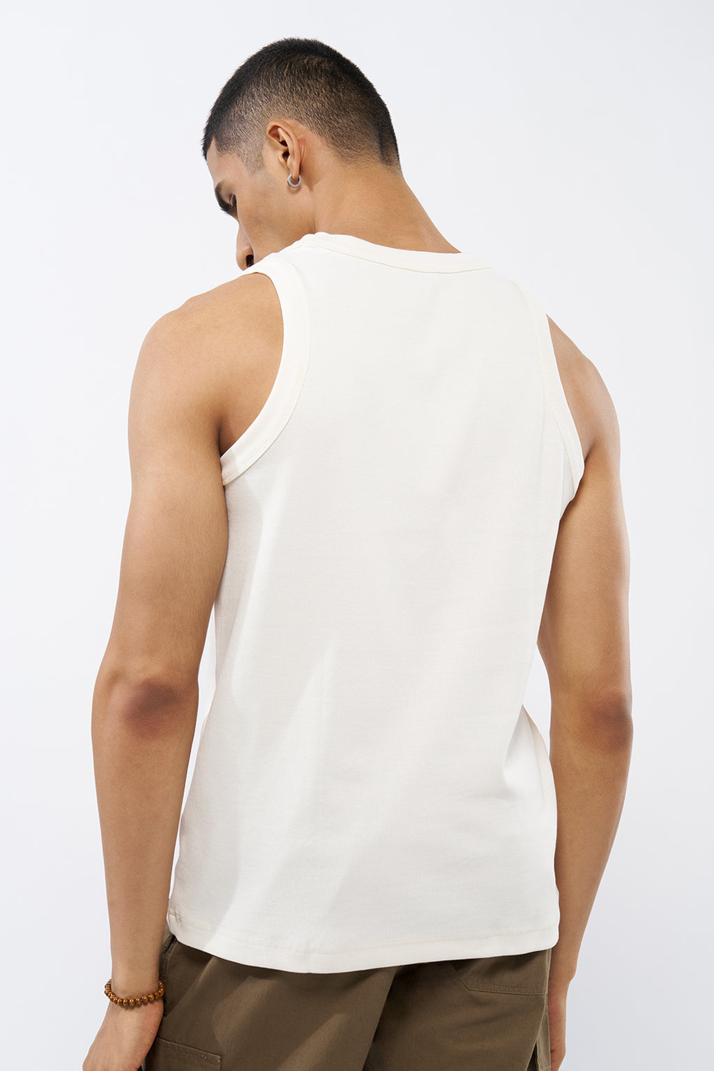 White Solid Regular Fit T-Shirt for Men - Image 5