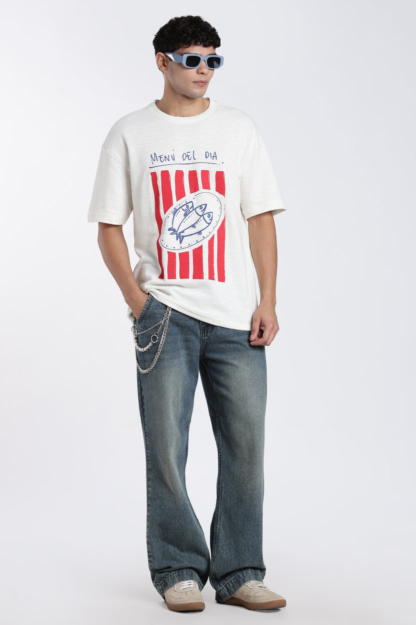 Off White Graphic Oversized Fit T-Shirt for Men - Image 6