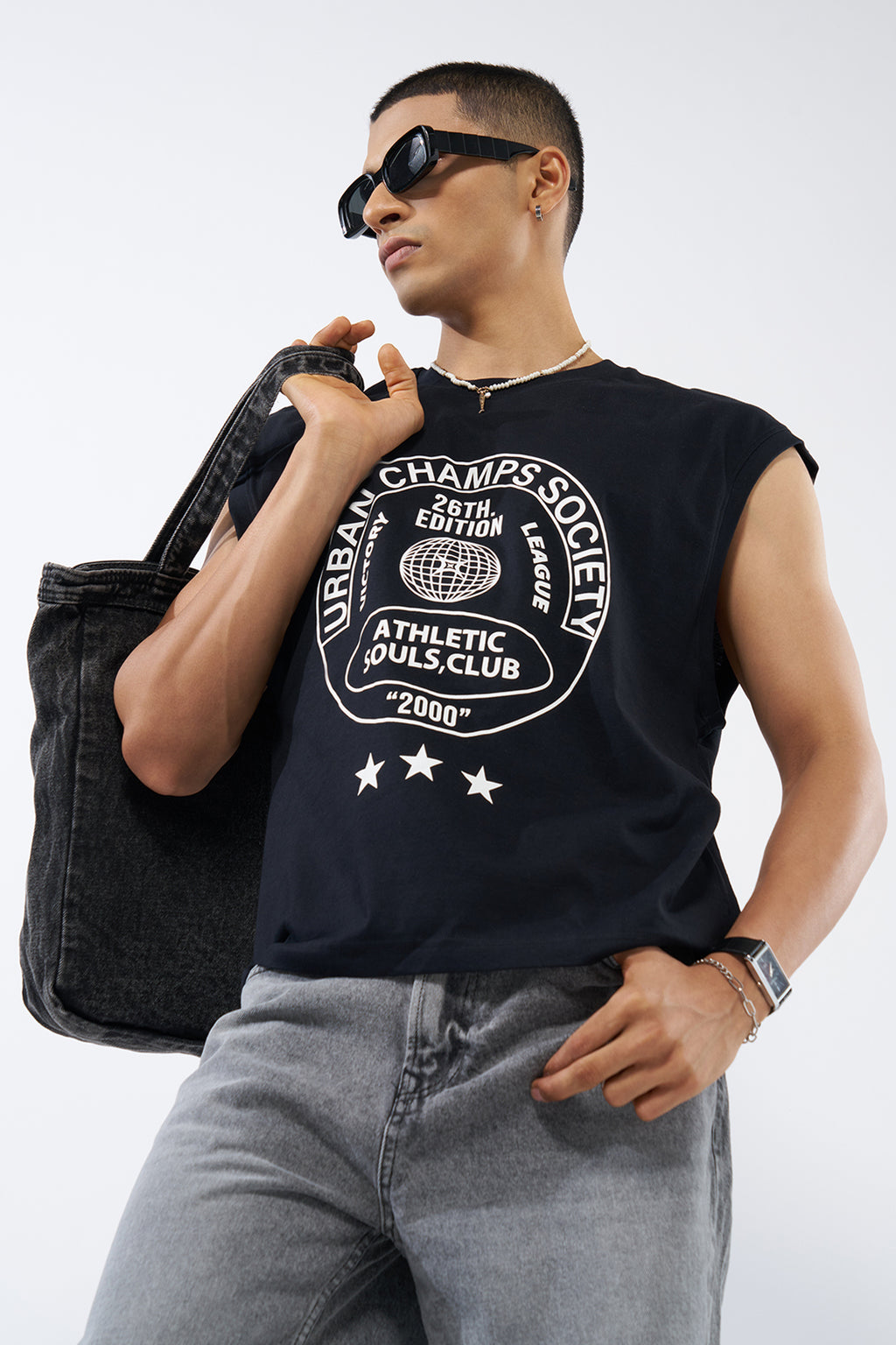 Black Graphic Printed Regular Fit T-Shirt for Men - Image 1
