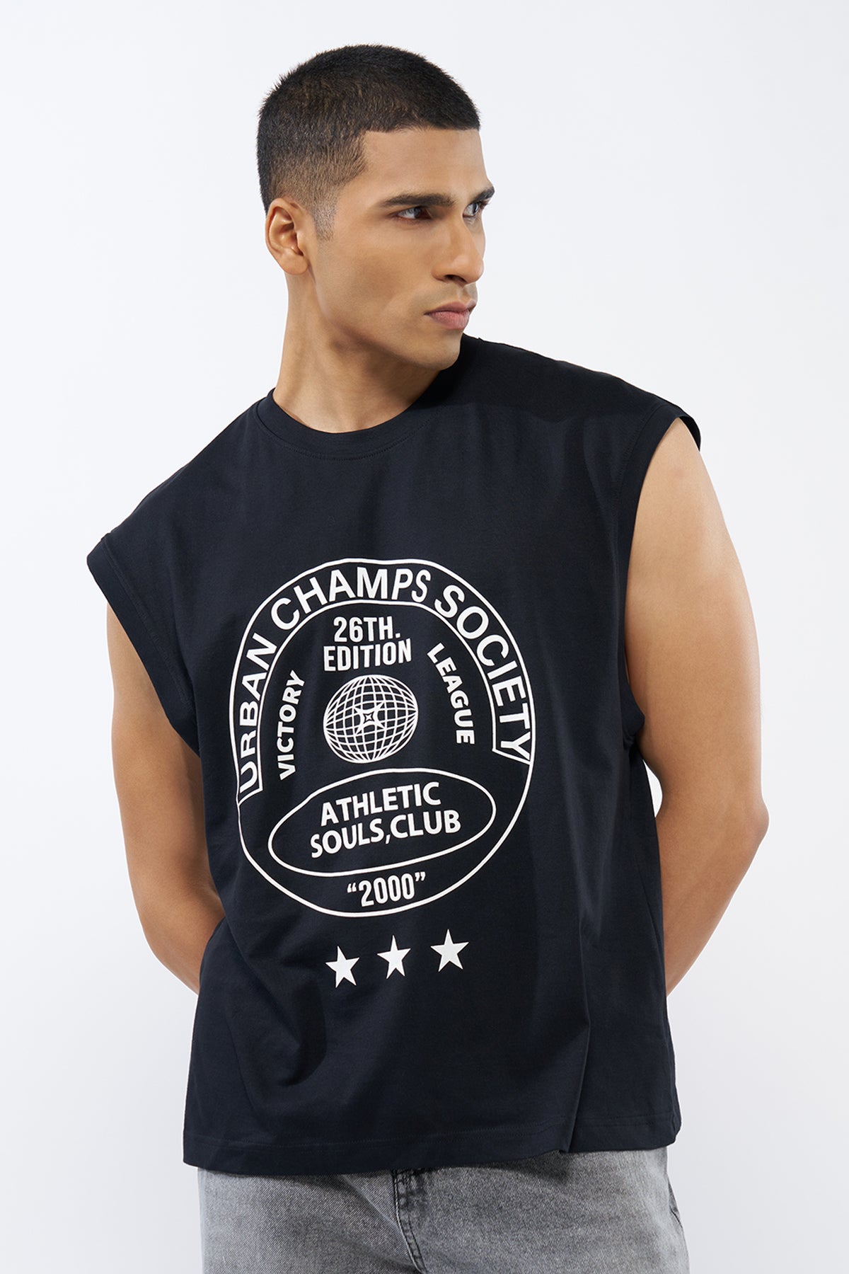 Black Graphic Printed Regular Fit T-Shirt for Men - Image 3
