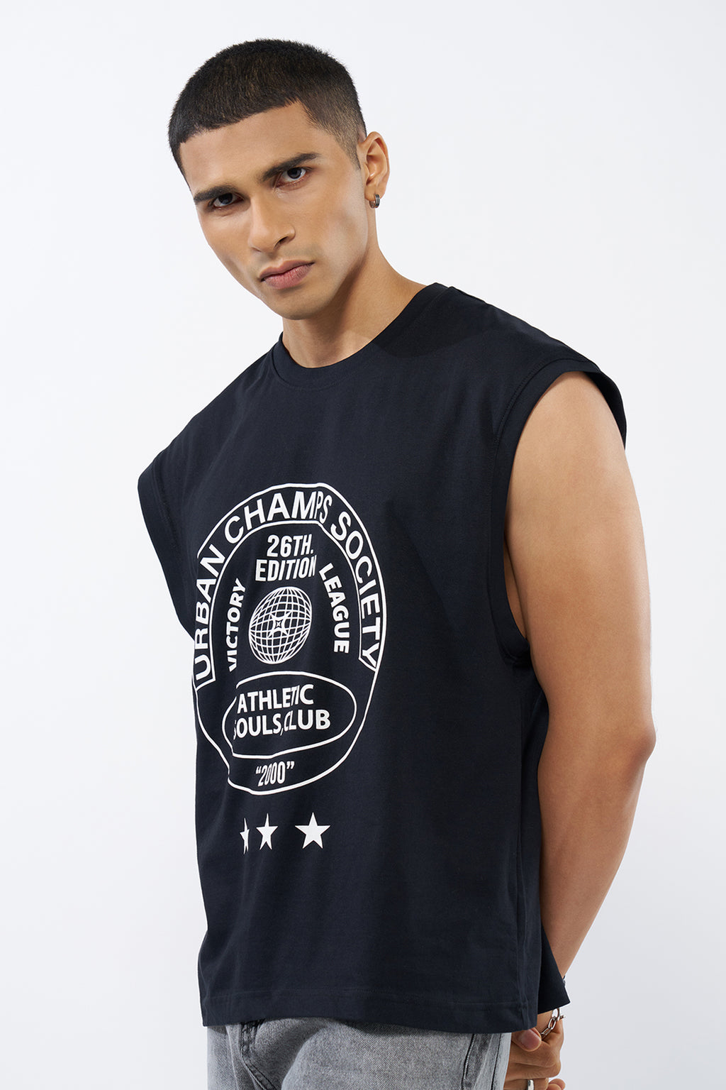 Black Graphic Printed Regular Fit T-Shirt for Men - Image 4