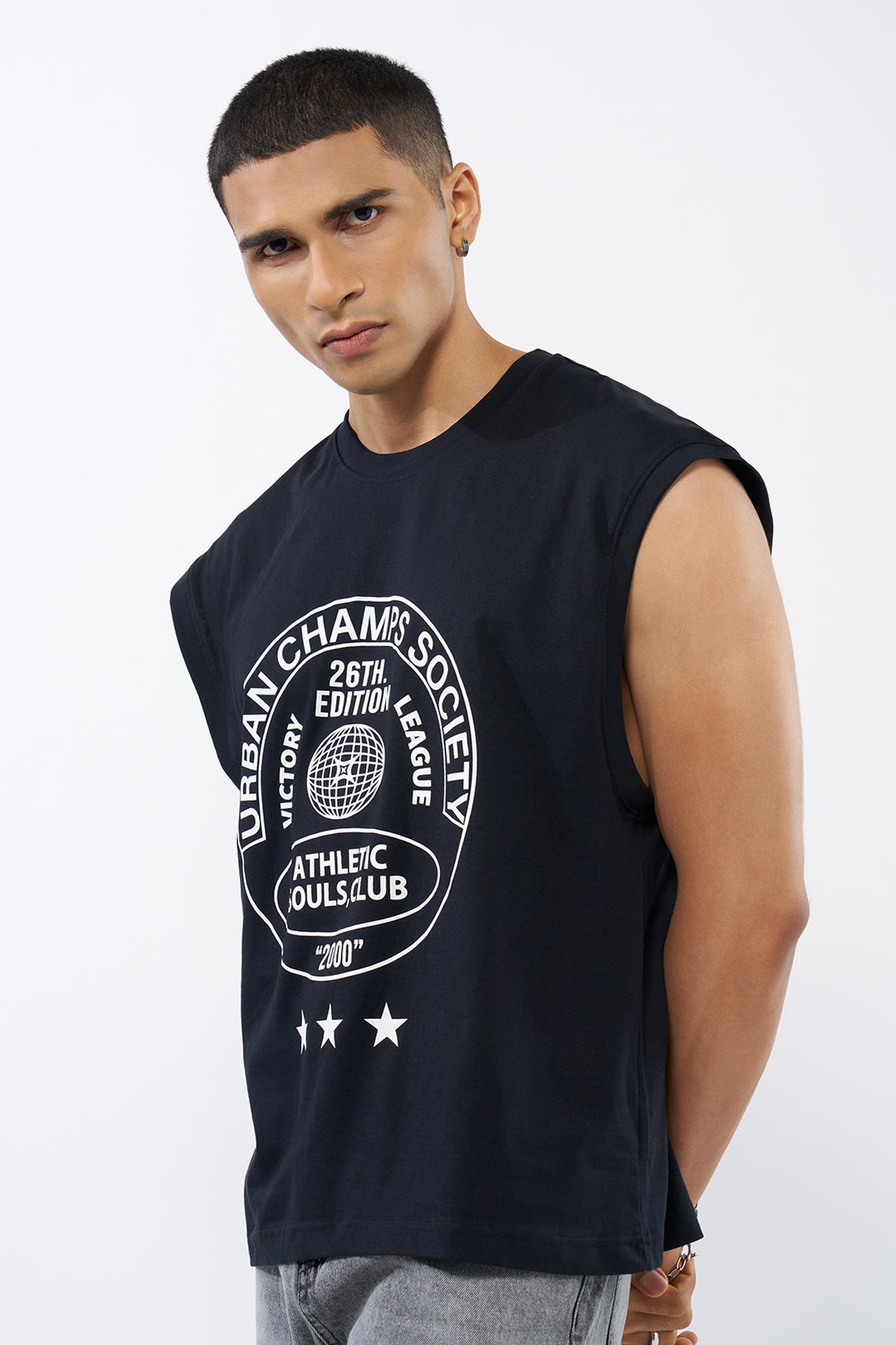 Black Graphic Printed Regular Fit T-Shirt for Men - Image 4