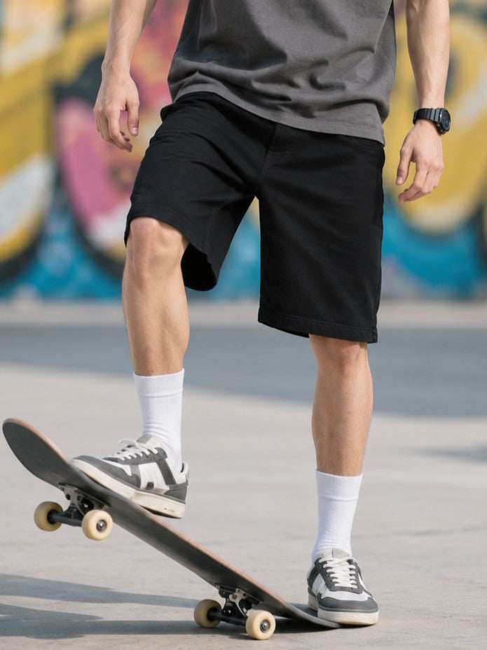 Black Regular Fit Shorts With 5 Pocket - Image 1