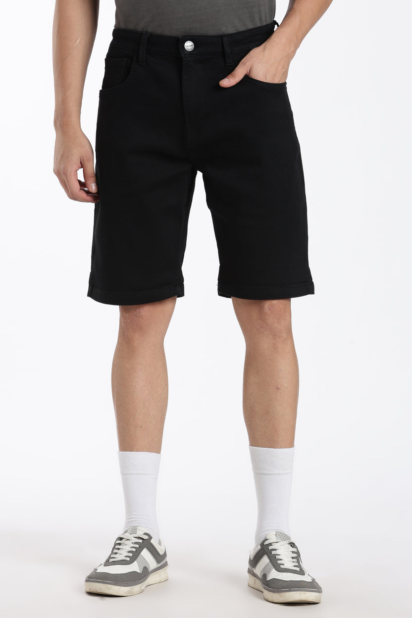 Black Regular Fit Shorts With 5 Pocket - Image 2