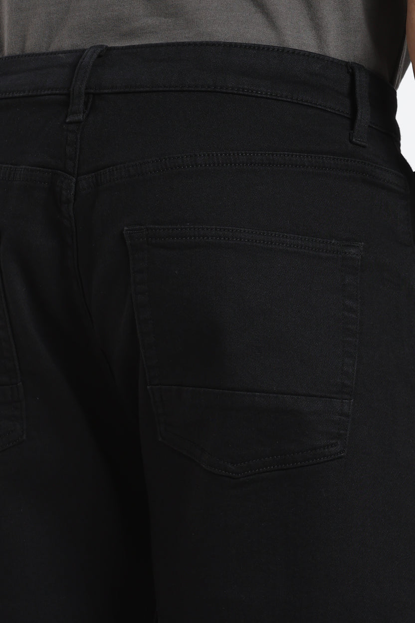 Black Regular Fit Shorts With 5 Pocket - Image 3