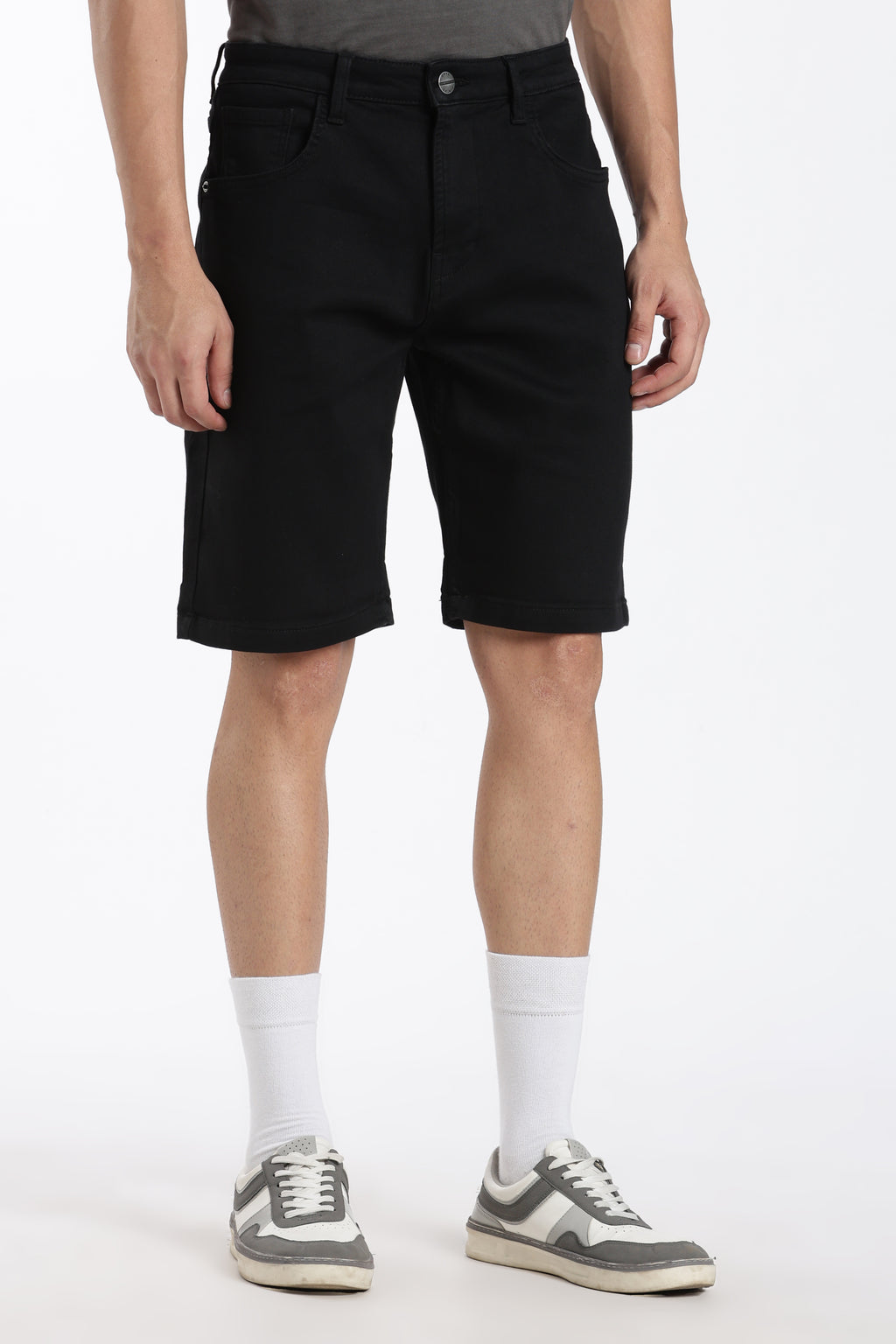Black Regular Fit Shorts With 5 Pocket - Image 4