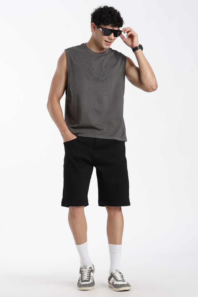 Black Regular Fit Shorts With 5 Pocket - Image 6