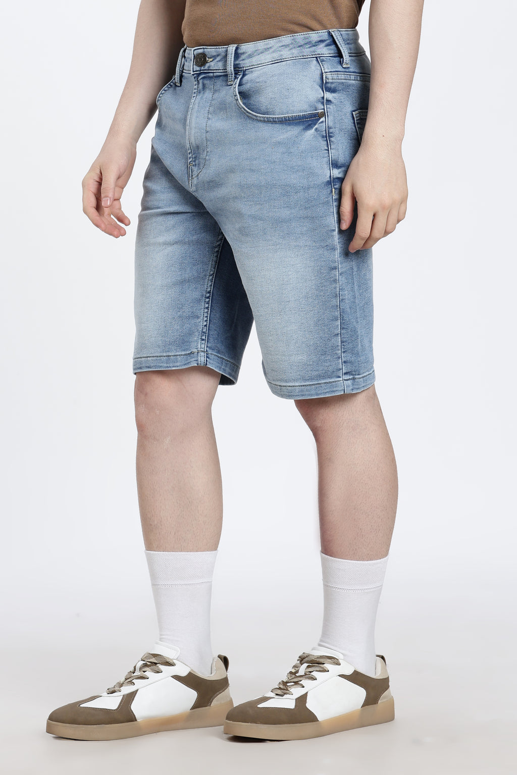 Light Blue Regular Fit Shorts With 5 Pocket - Image 4