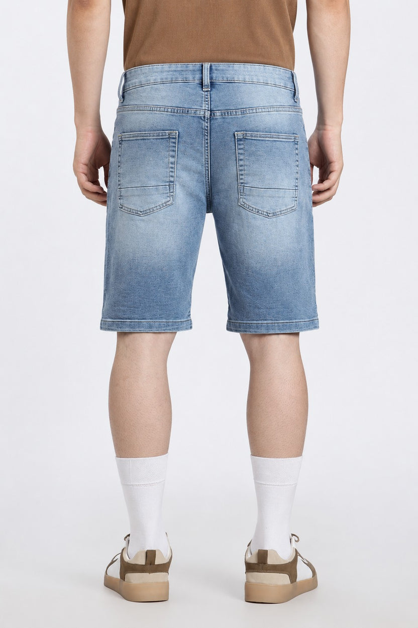 Light Blue Regular Fit Shorts With 5 Pocket - Image 5
