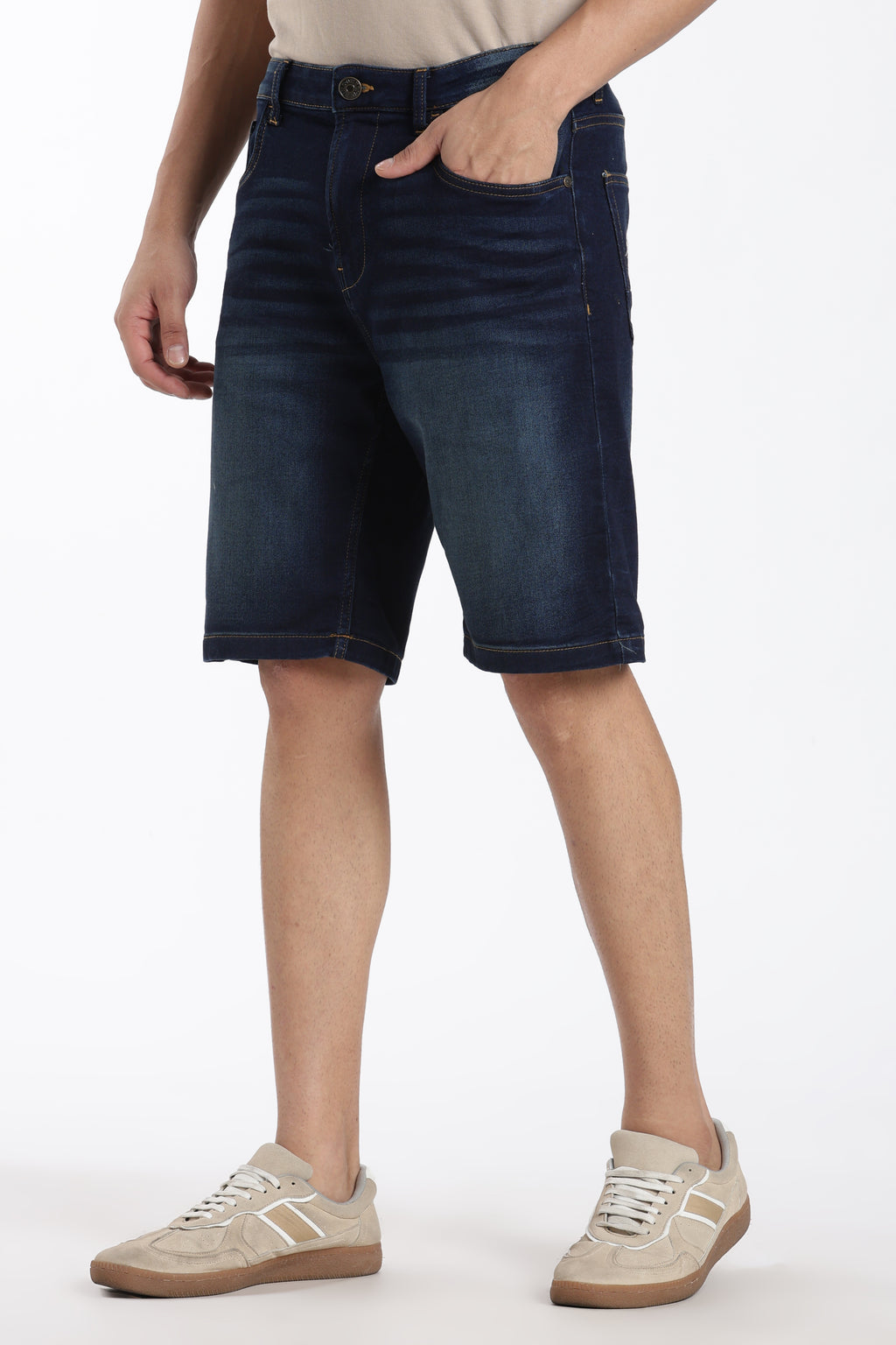 Navy Regular Fit Shorts With 5 Pocket - Image 4