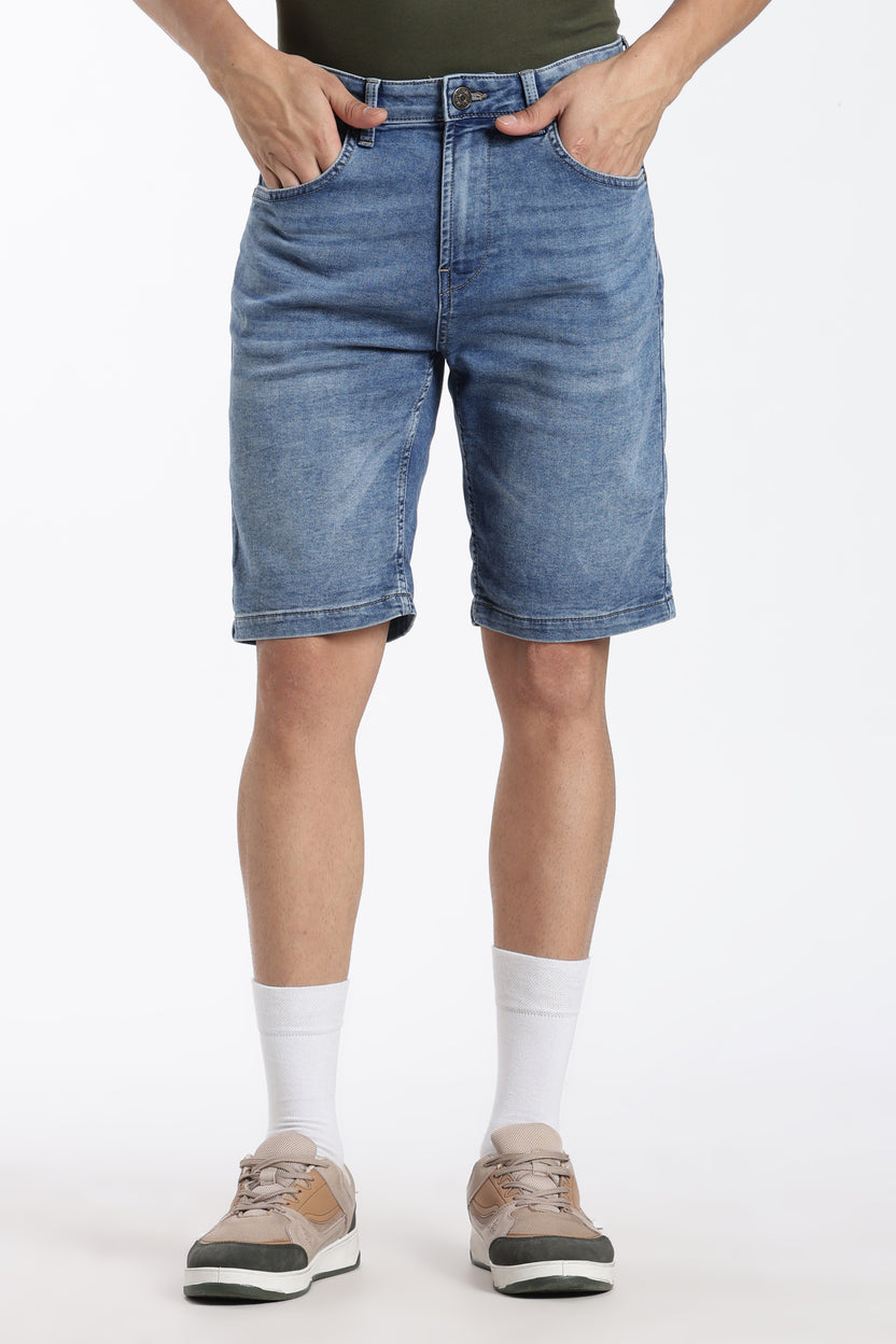 Blue Regular Fit Shorts With 5 Pocket - Image 2