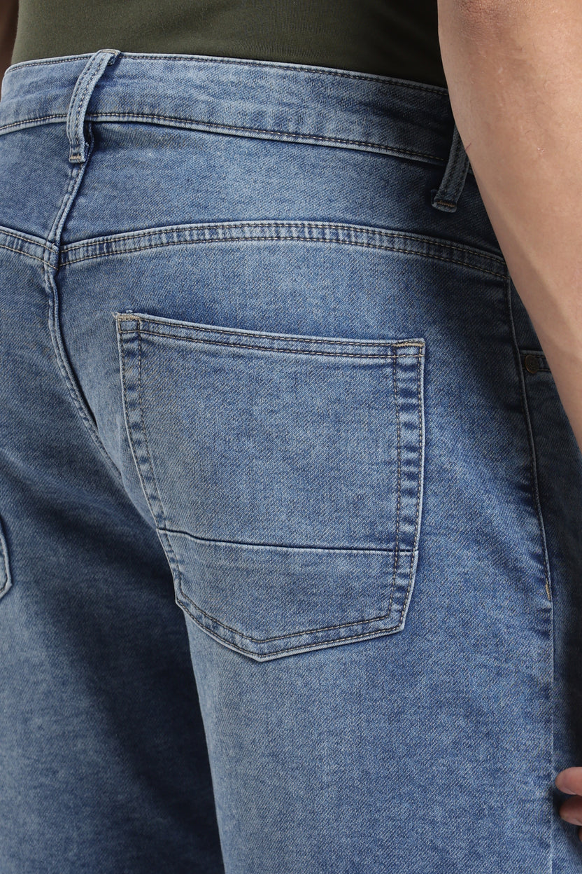 Blue Regular Fit Shorts With 5 Pocket - Image 3