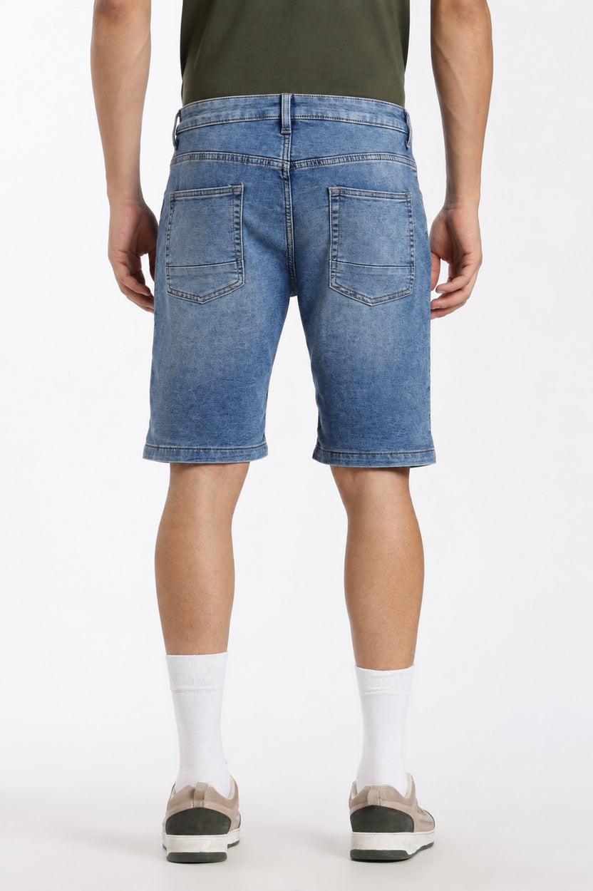 Blue Regular Fit Shorts With 5 Pocket - Image 5