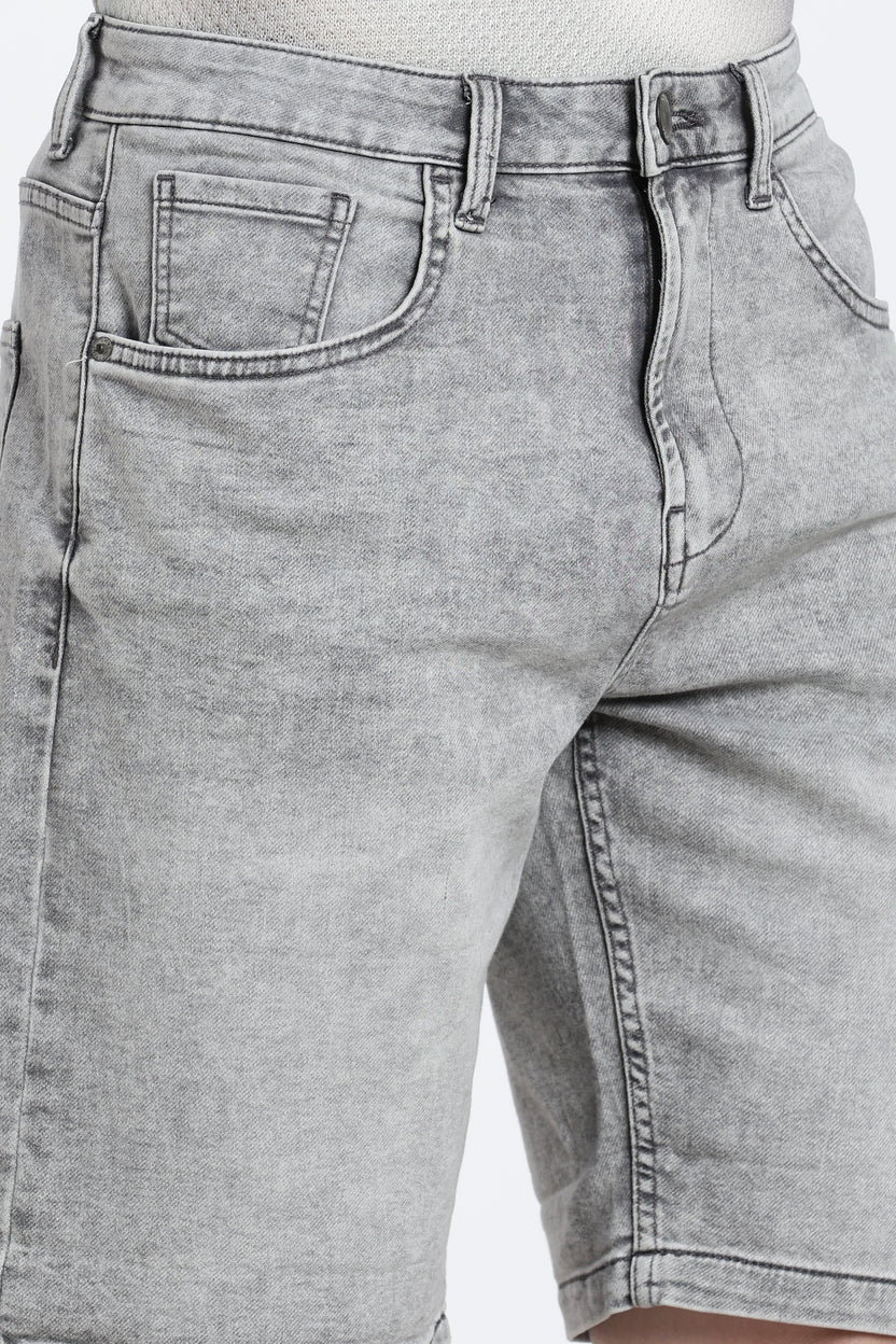 Grey Solid Regular Fit Shorts - Image 3