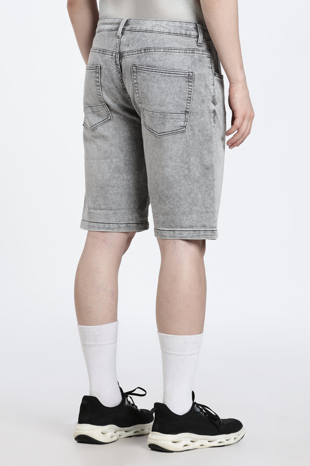 Grey Solid Regular Fit Shorts for Men - Image 5