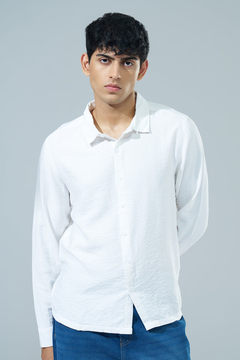 White Printed Regular Fit Casual Shirt for Men - Image 2