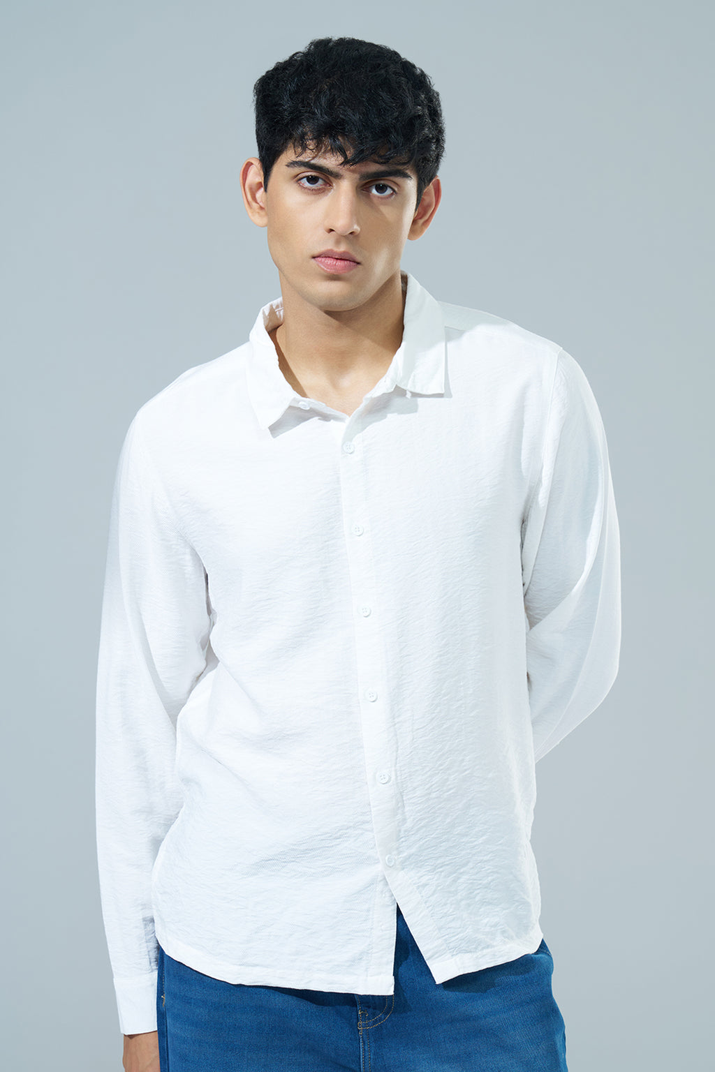 White Printed Regular Fit Casual Shirt for Men - Image 2