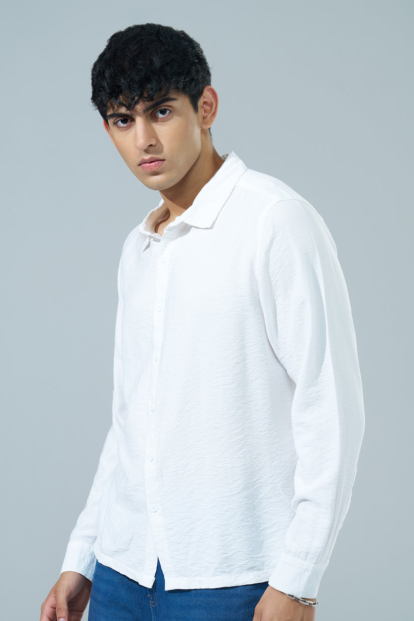 White Printed Regular Fit Casual Shirt for Men - Image 4