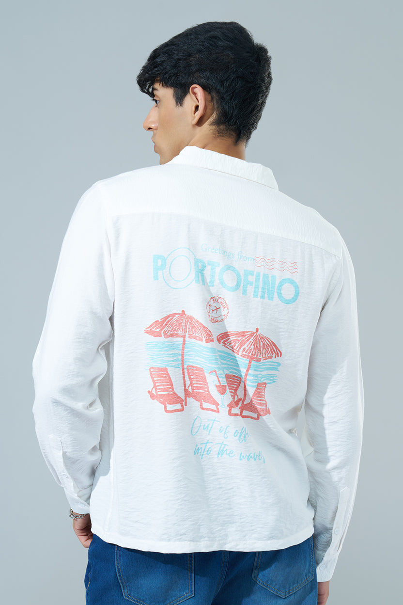 White Printed Regular Fit Casual Shirt for Men - Image 5