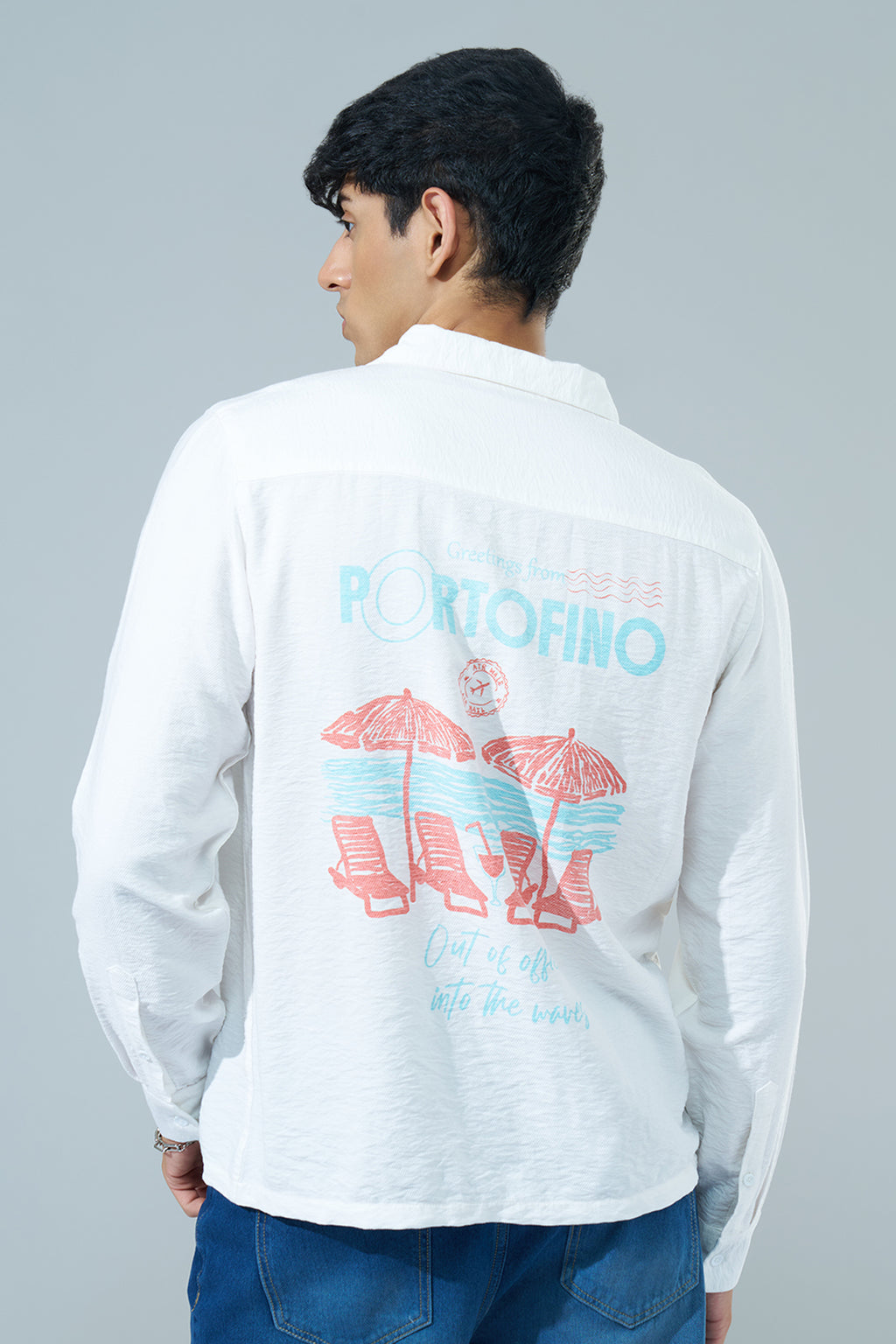 White Printed Regular Fit Casual Shirt for Men - Image 5