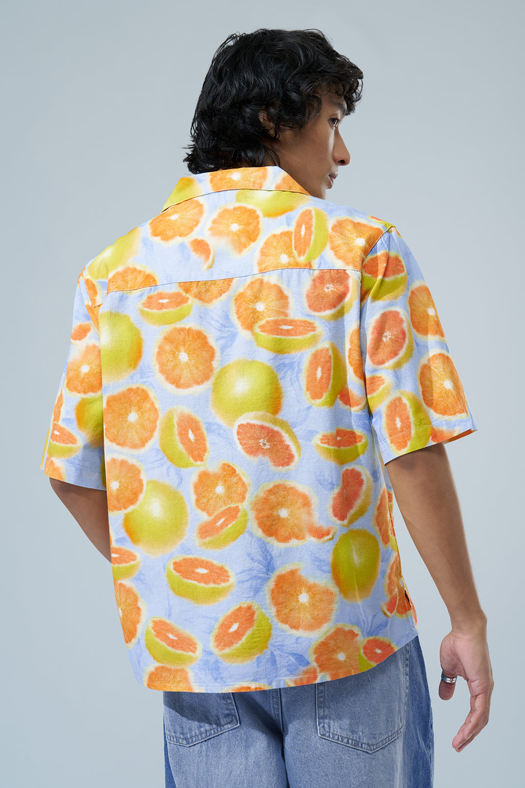 Blue Citrus Print Regular Fit Shirt for Men - Image 5