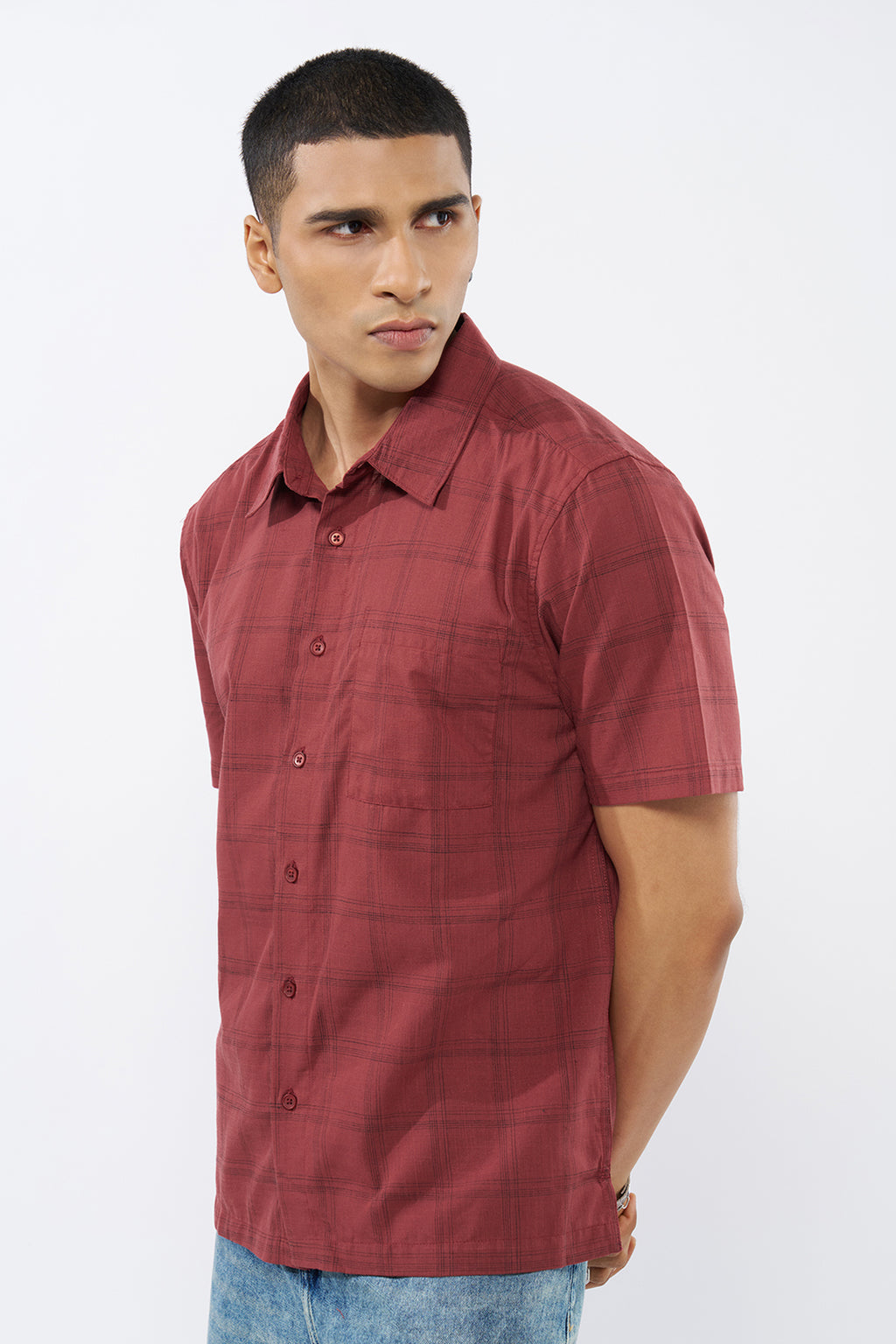 Red Graphic Printed Regular Fit Shirt for Men - Image 4