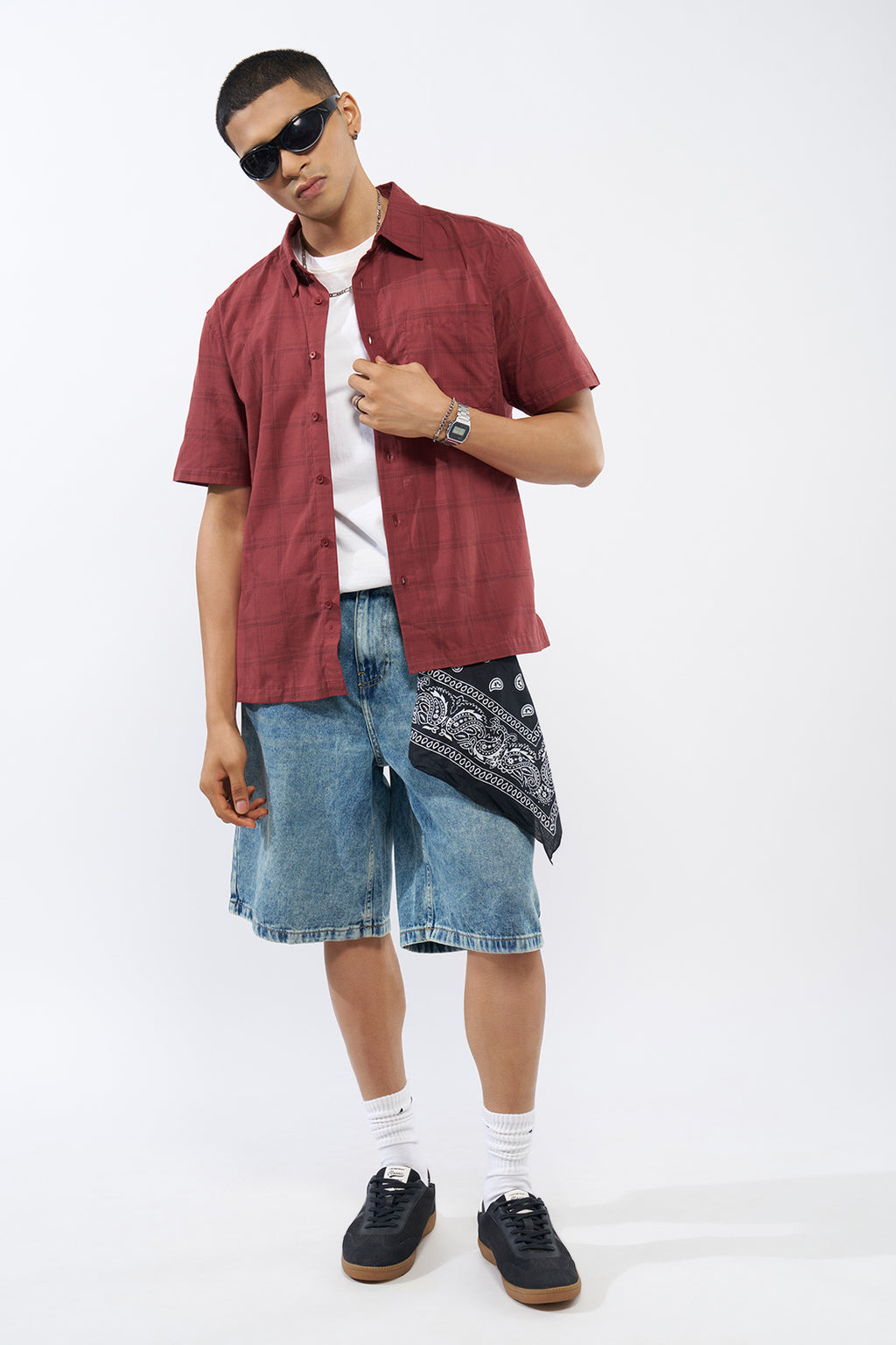 Red Graphic Printed Regular Fit Shirt for Men - Image 6