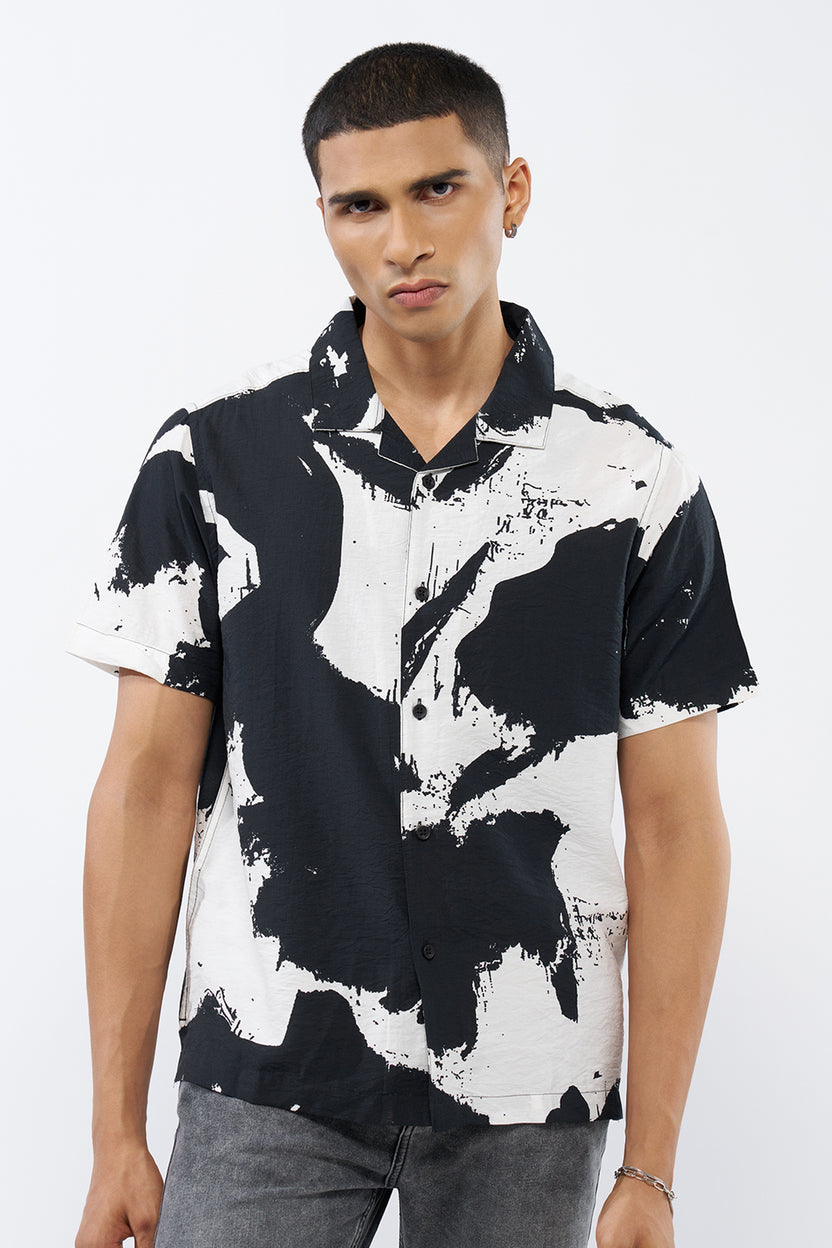 Black Tie-Dye Regular Fit Shirt for Men - Image 2