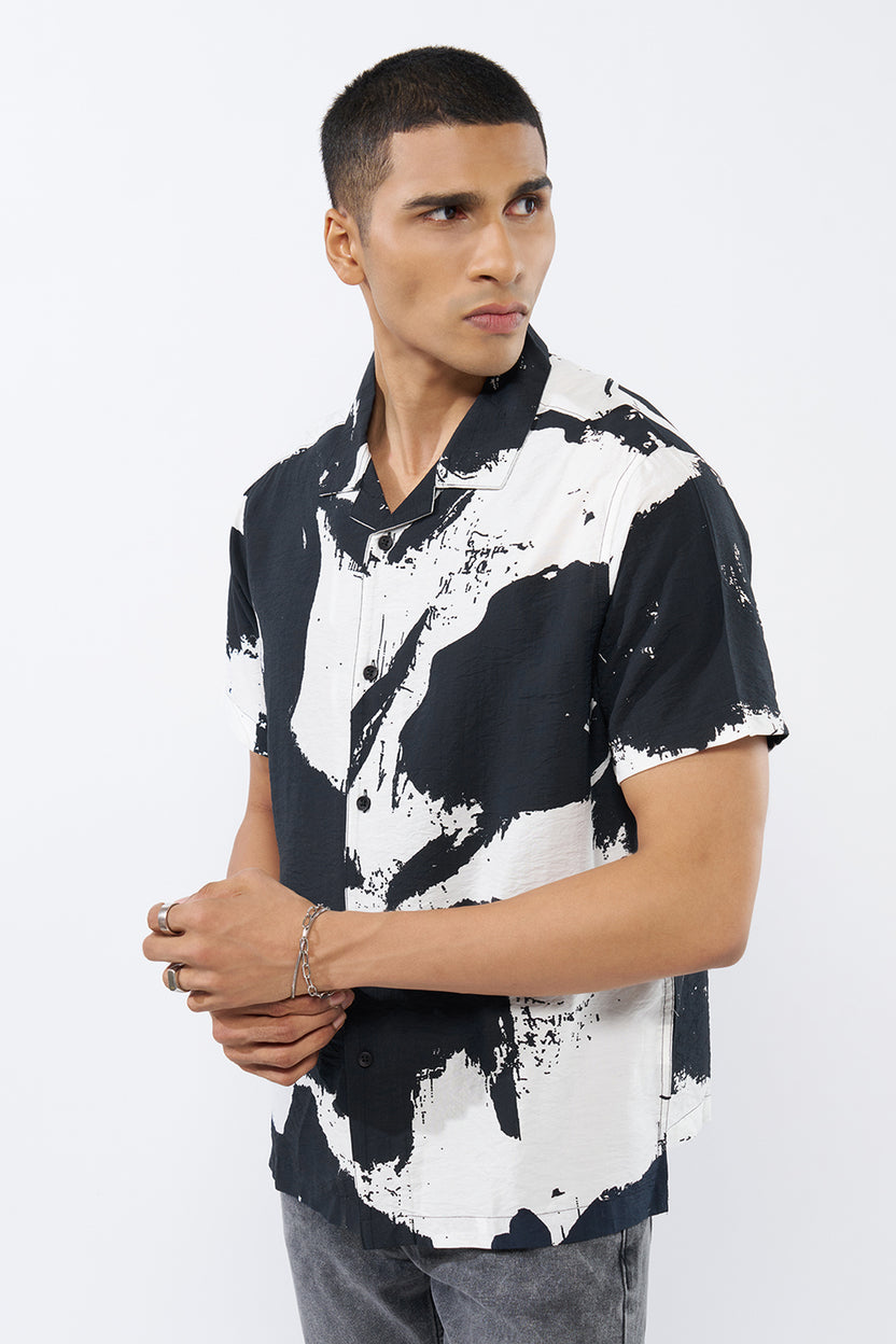 Black Tie-Dye Regular Fit Shirt for Men - Image 4