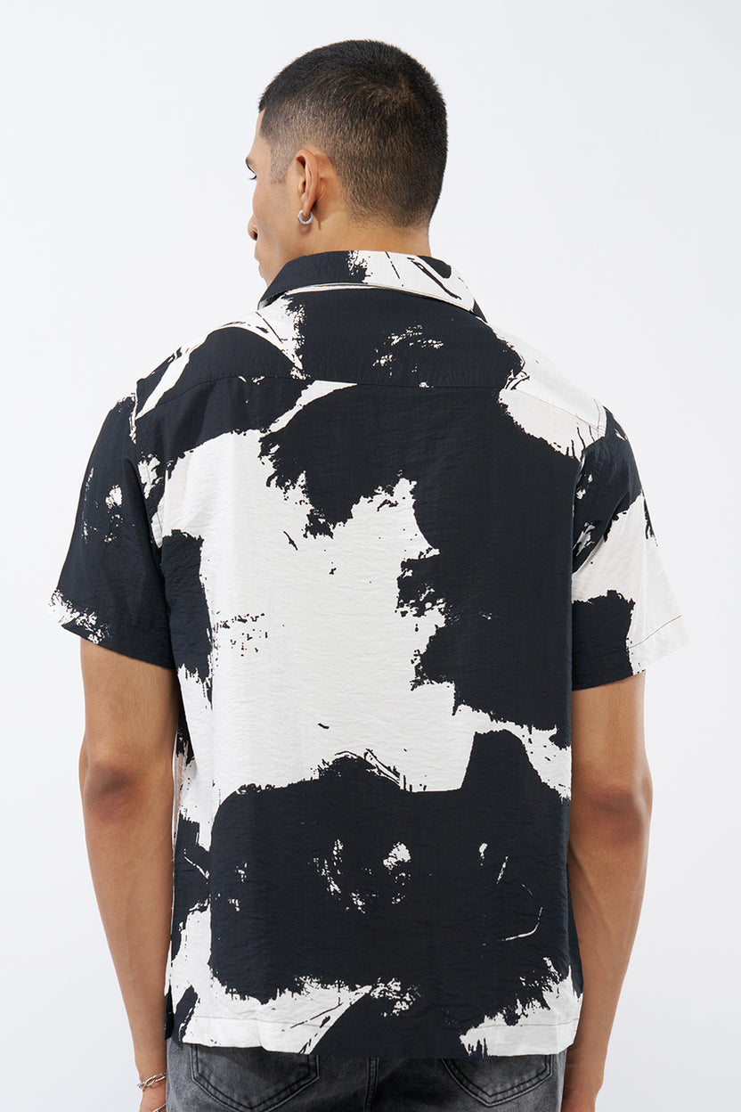 Black Tie-Dye Regular Fit Shirt for Men - Image 5