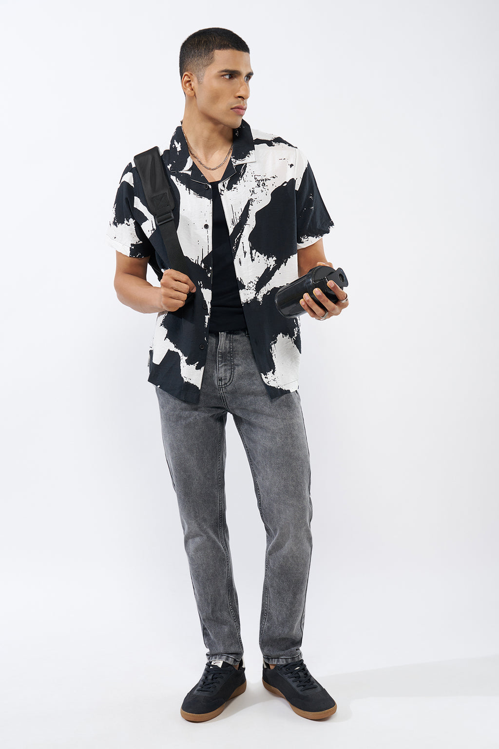 Black Tie-Dye Regular Fit Shirt for Men - Image 6