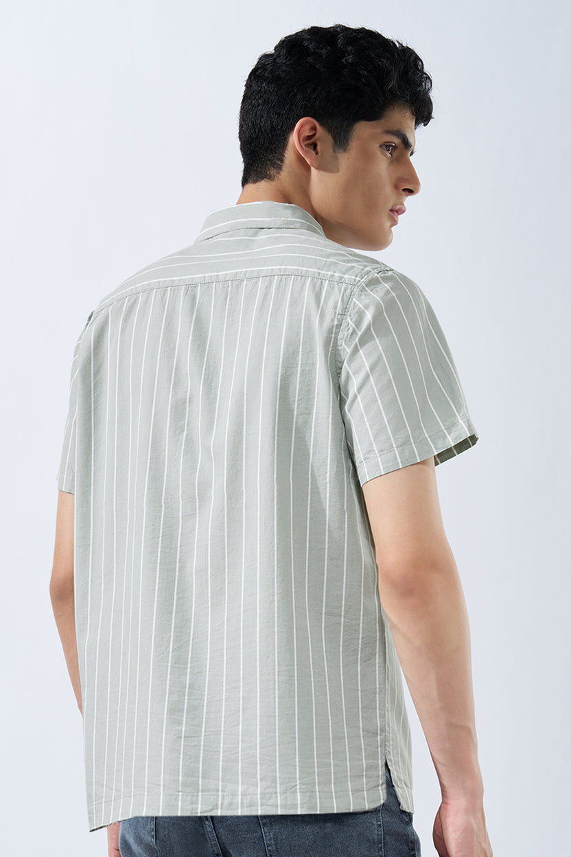 Green Striped Printed Shirt for Men - Image 5