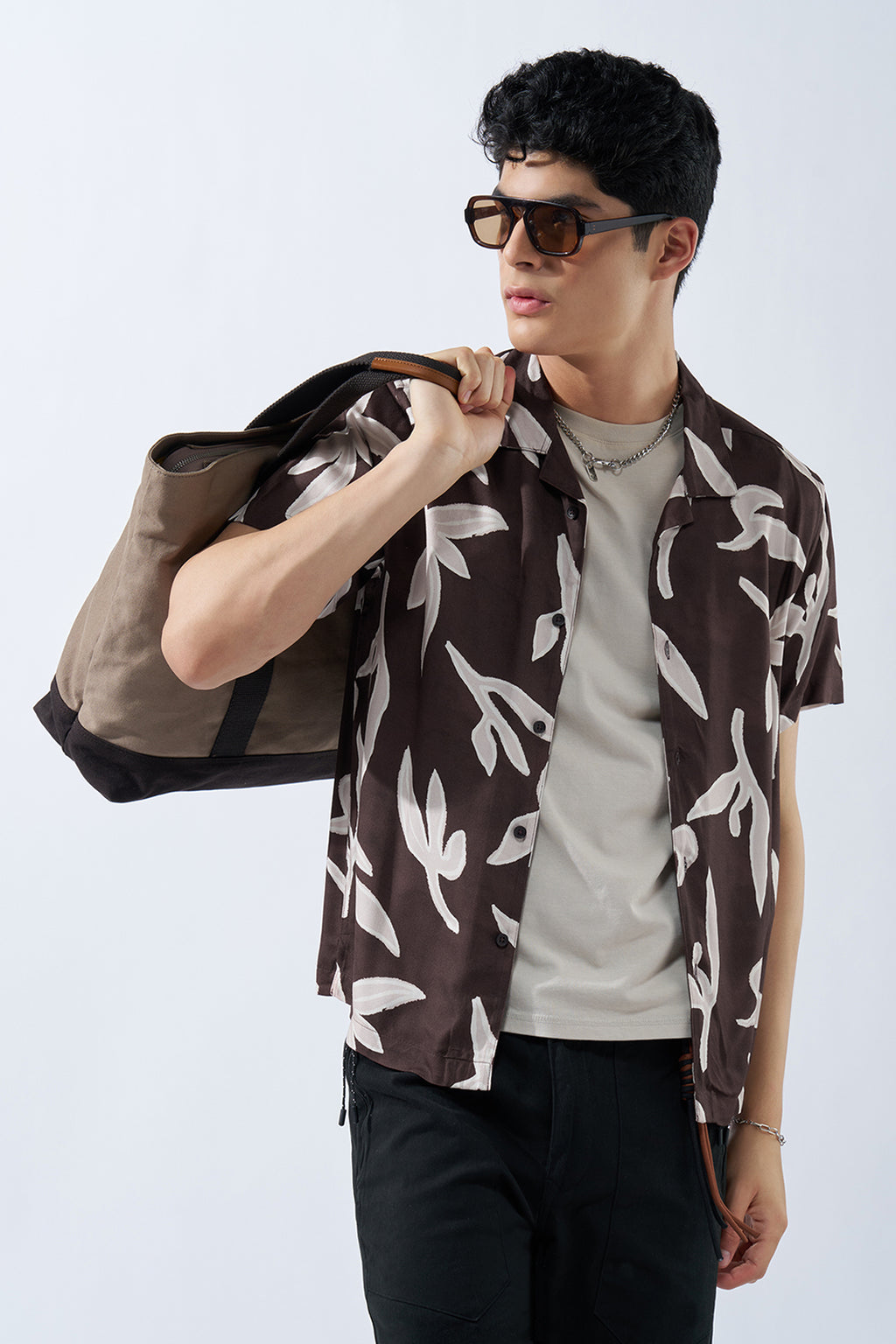 Brown Bold Printed Shirt For Men - Image 1