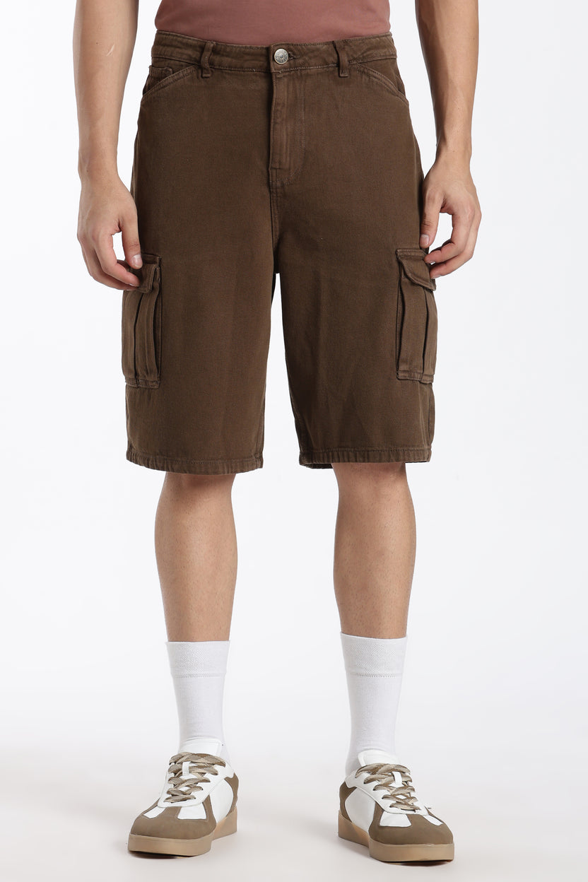 Brown Solid Regular Fit Shorts - Image 2