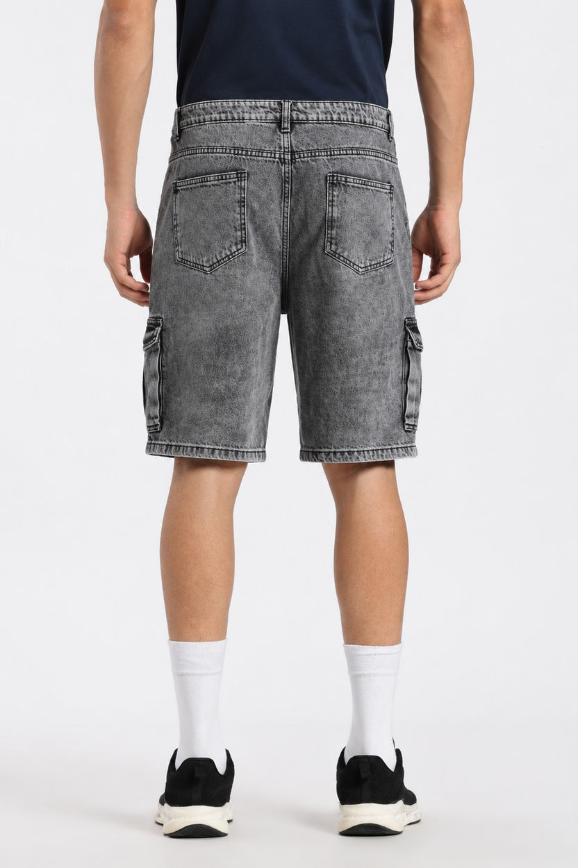 Charcoal Solid Regular Fit Shorts - Image 5
