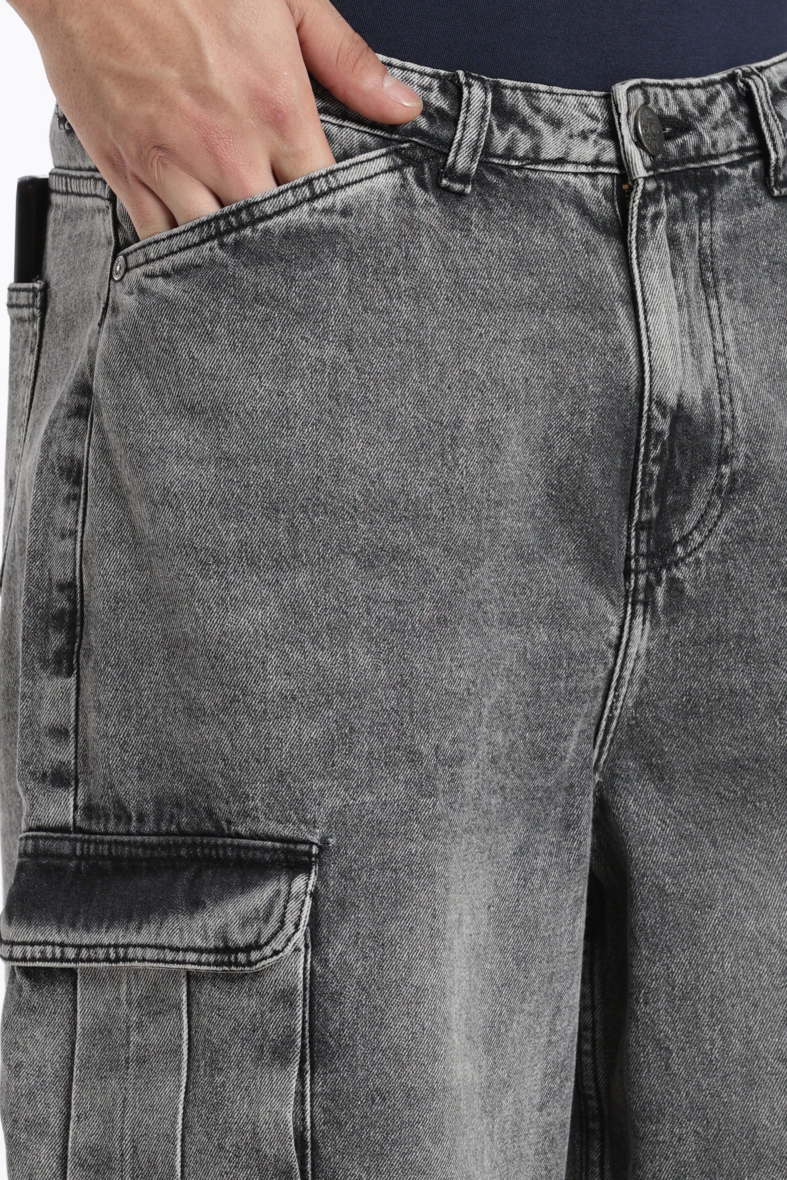 Charcoal Solid Regular Fit Shorts for Men - Image 7