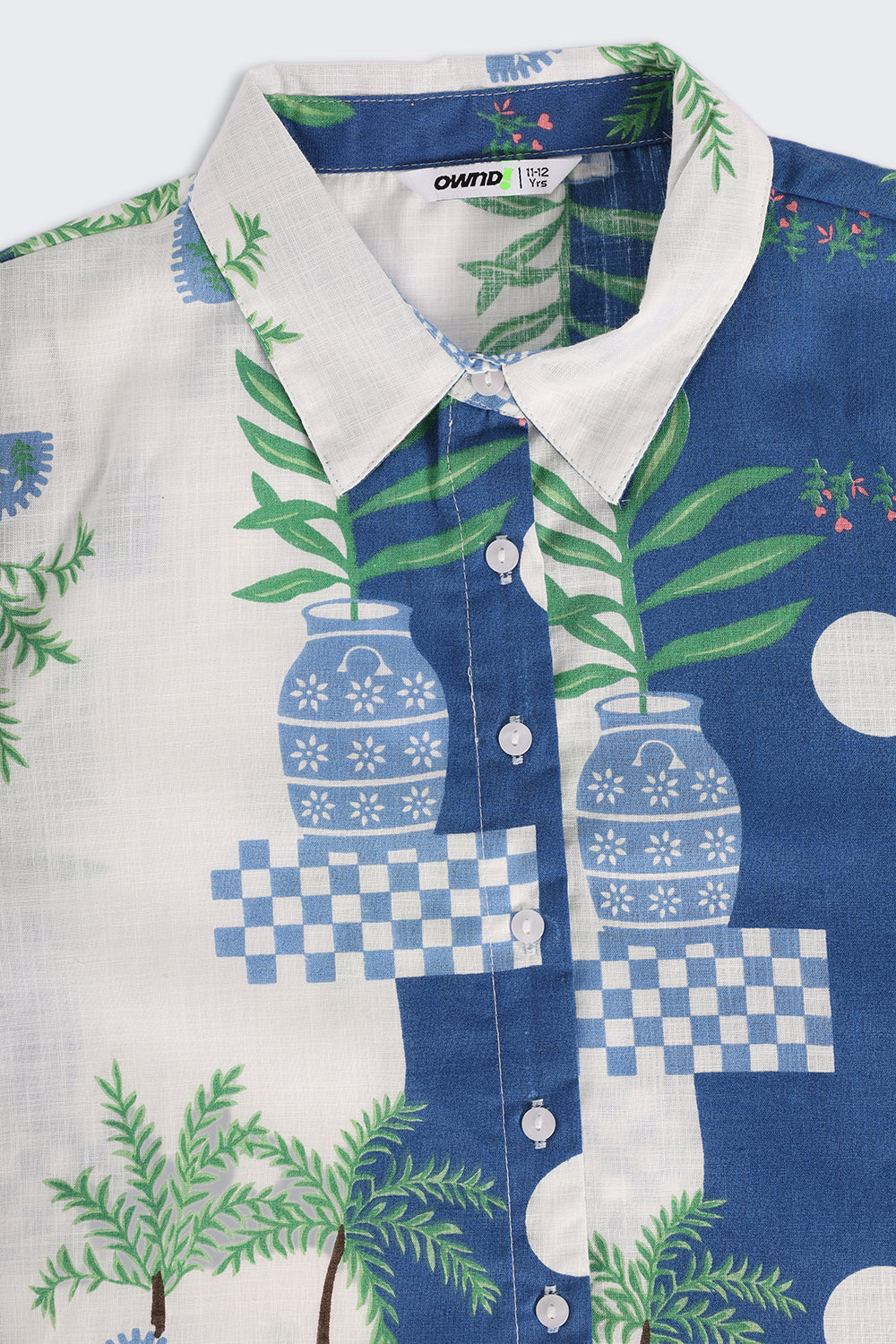 Blue Abstract Printed Regular Fit Shirt for Tweens Girls - Image 5