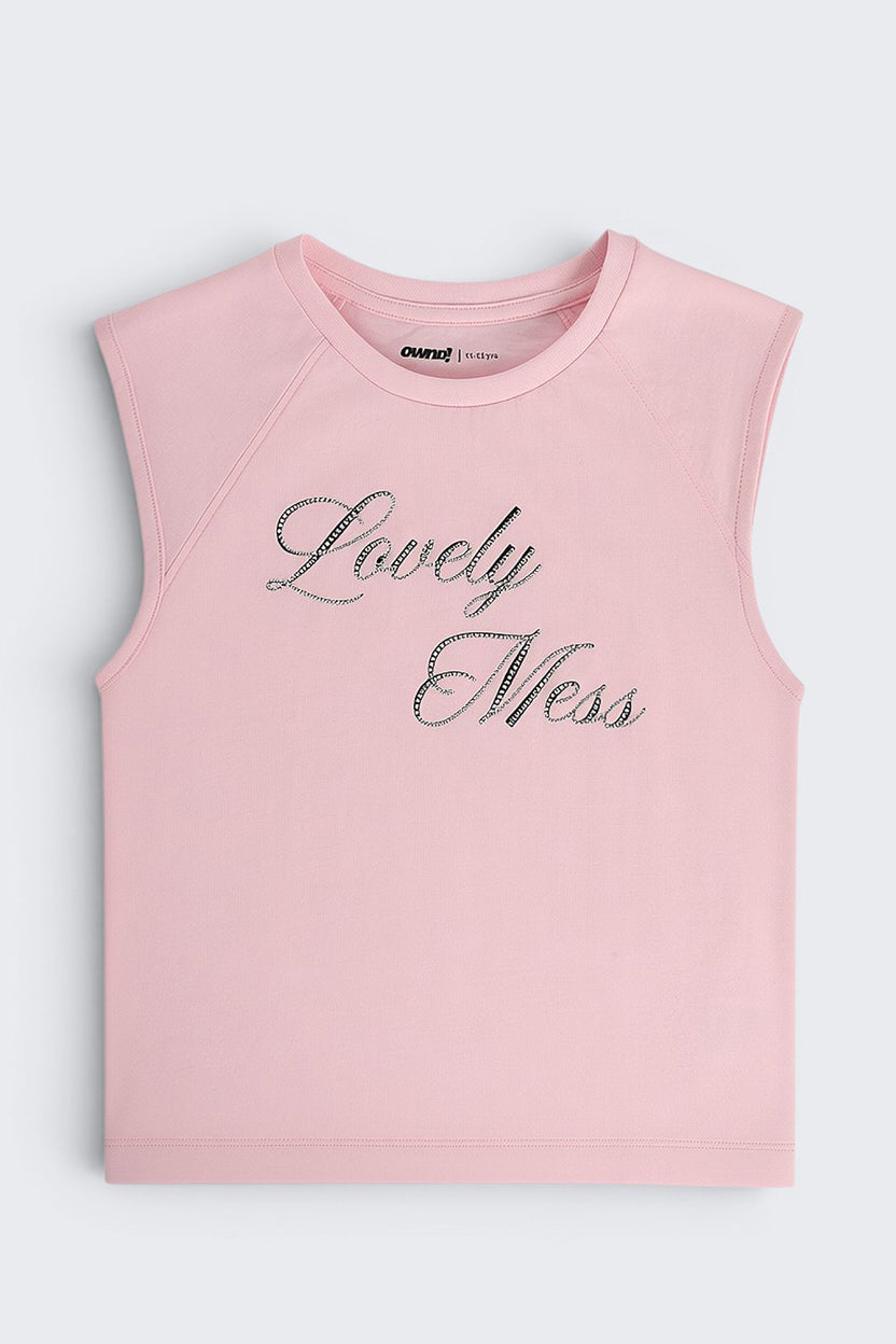 Pink Typographic Regular Fit T-Shirt for Tweens Girls - Image 2