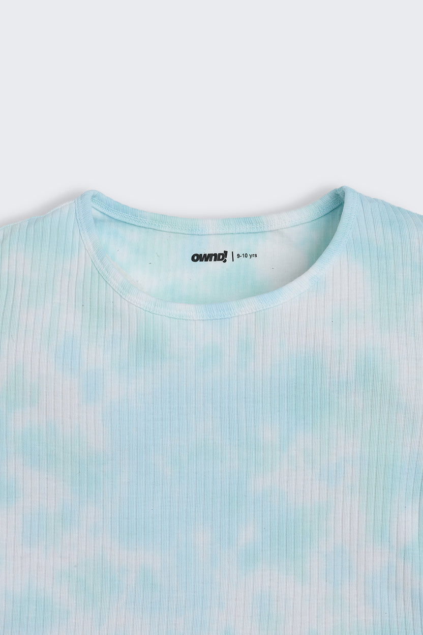 Light Blue Tie-Dye Regular Fit Top for Tweens Girls - Image 5