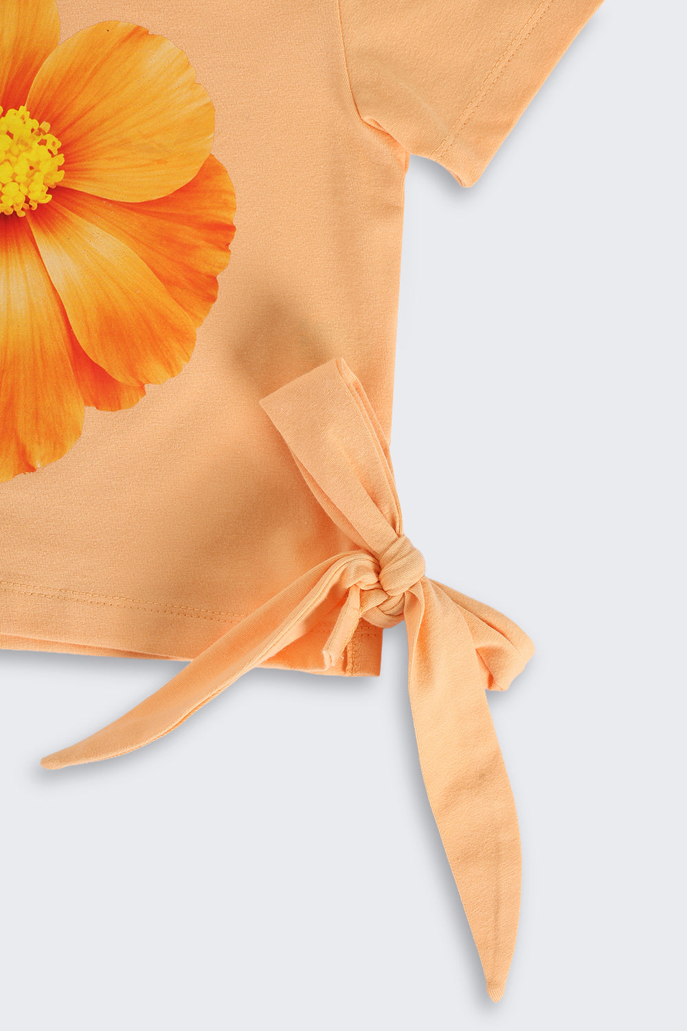 Orange Cotton Blend Regular Fit T-Shirt for Tweens Girls - Image 4