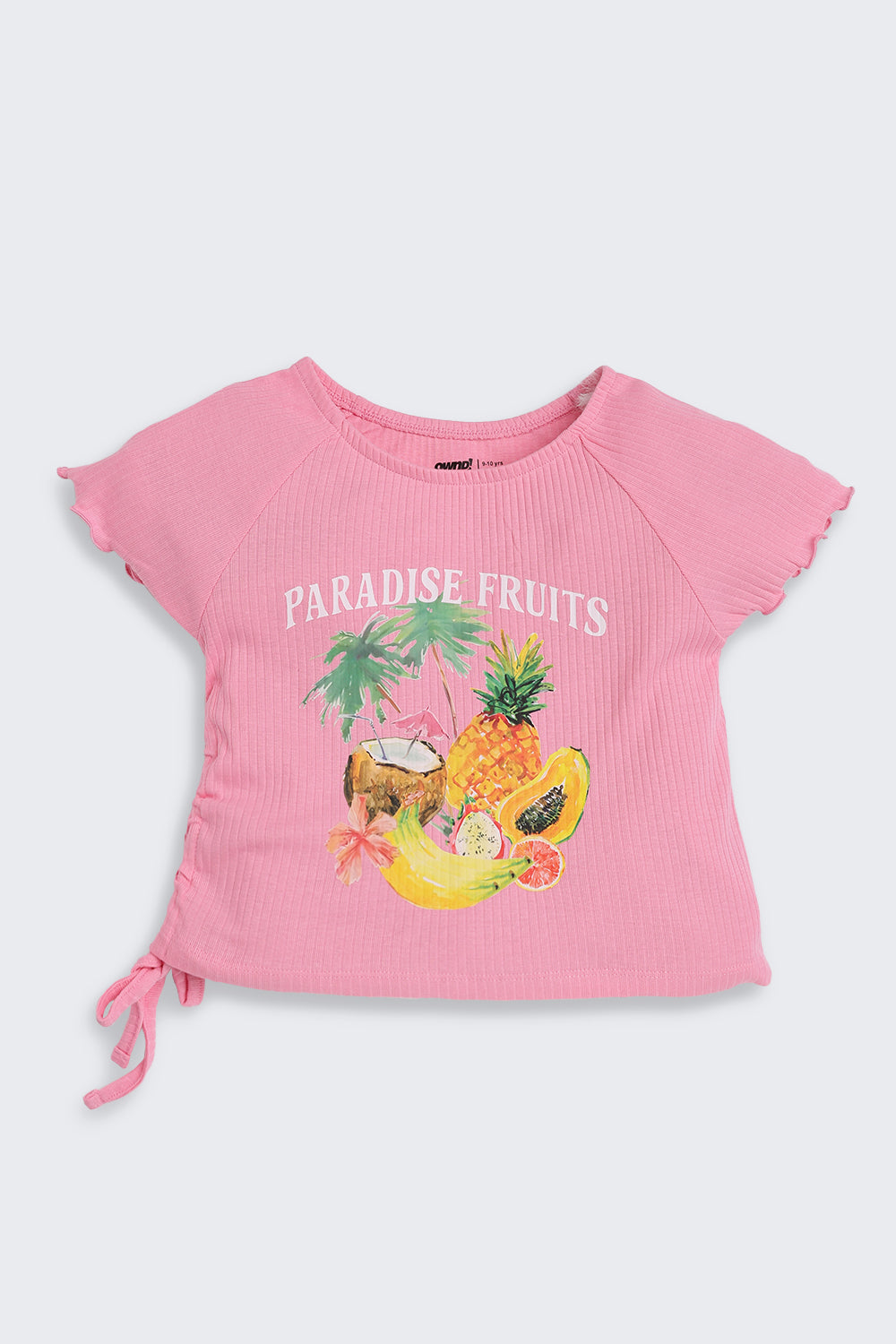Pink Fruits Printed Regular Fit Top for Tweens Girls - Image 2